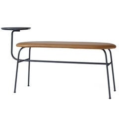 Afteroom Bench by Afteroom, in Black Steel, with Cognac Leather