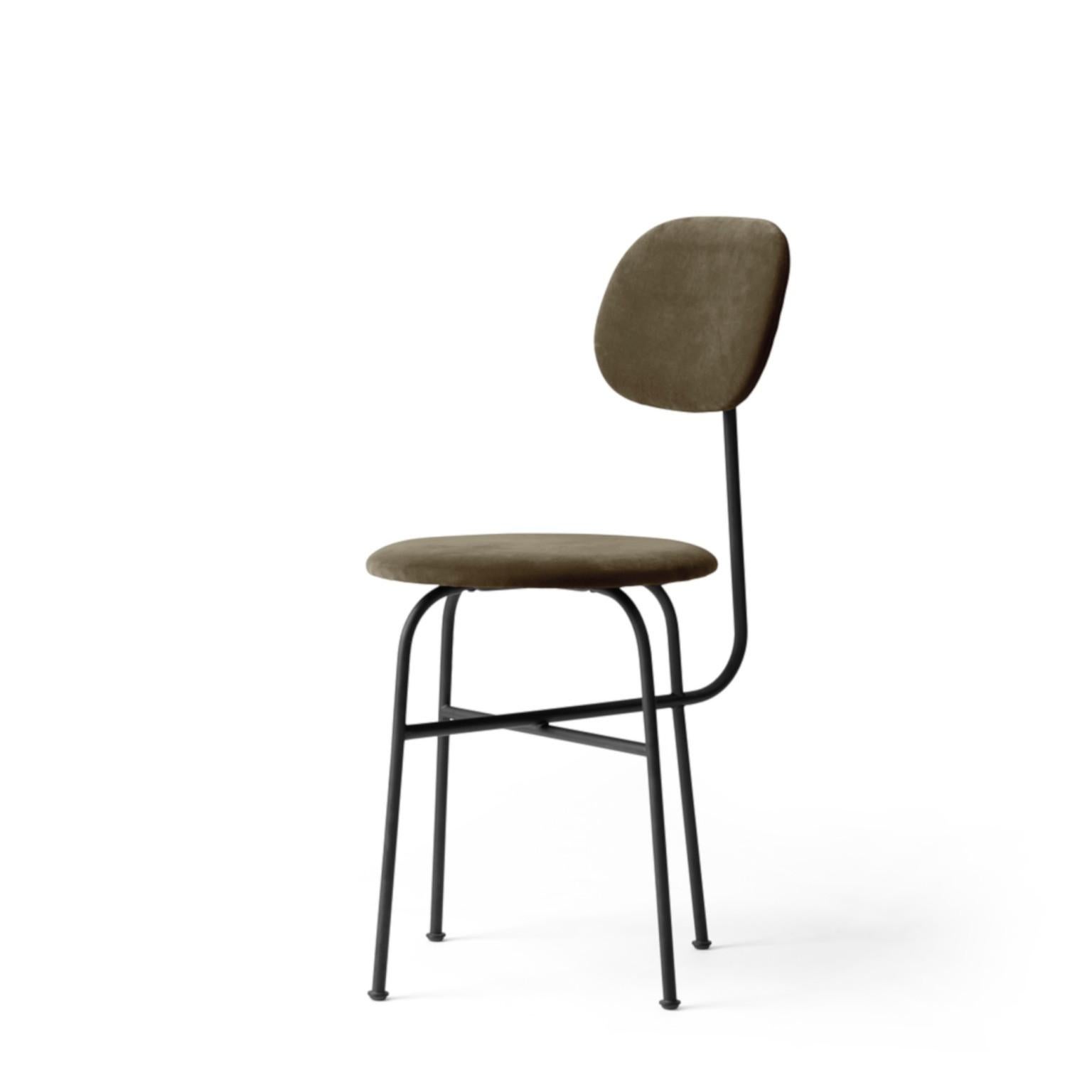 Scandinavian Modern Afteroom Dining Chair Plus, Black Legs, City Velvet CA7832/031 'Earth'
