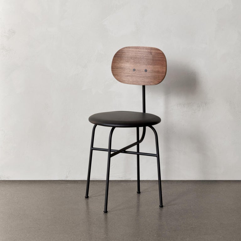 Contemporary Afteroom Dining Chair Plus, Black Wood Seat & Back For Sale
