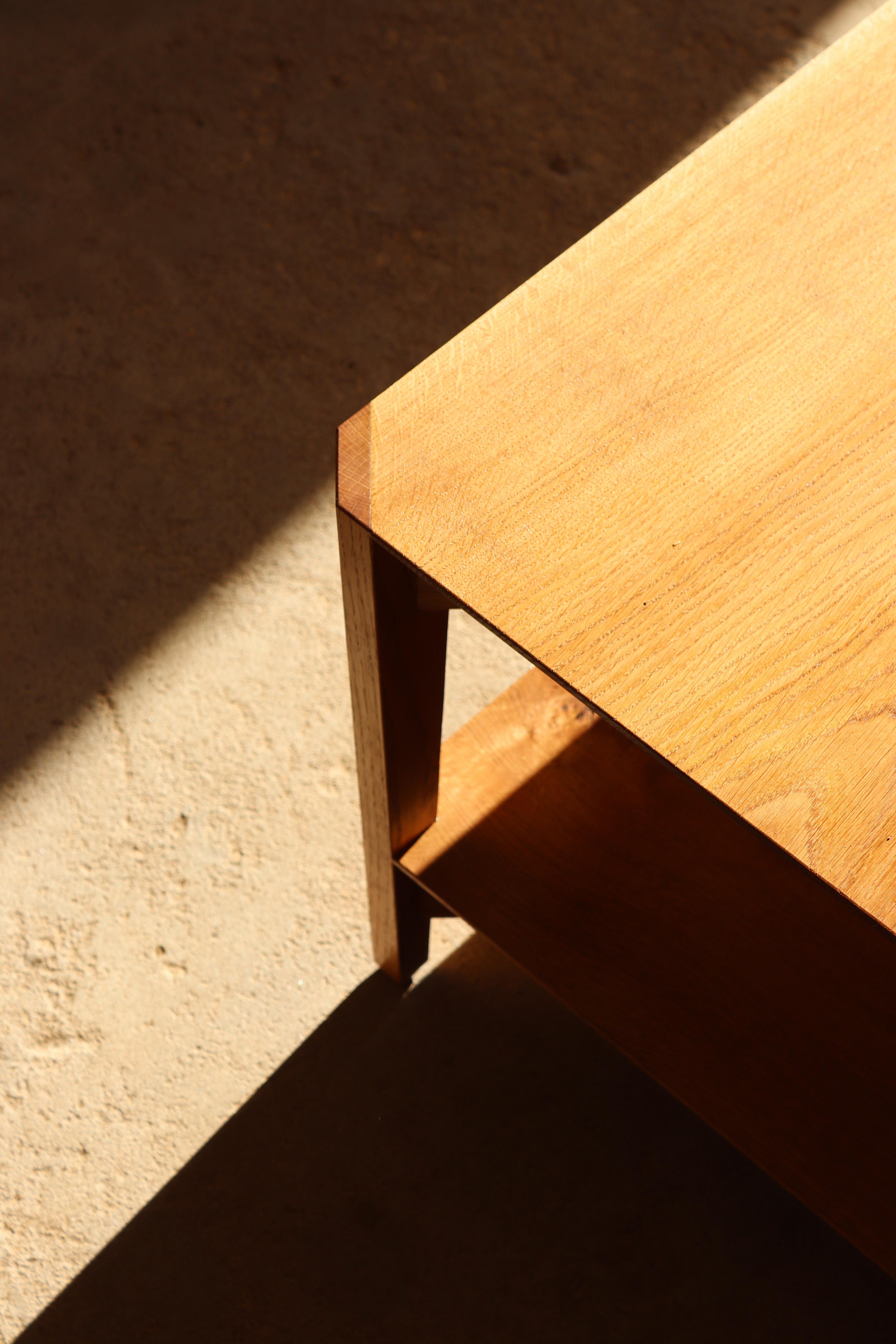 Minimalist AG Coffee Table, Solid Oak, Handmade and Designed by Tomaz Viana For Sale