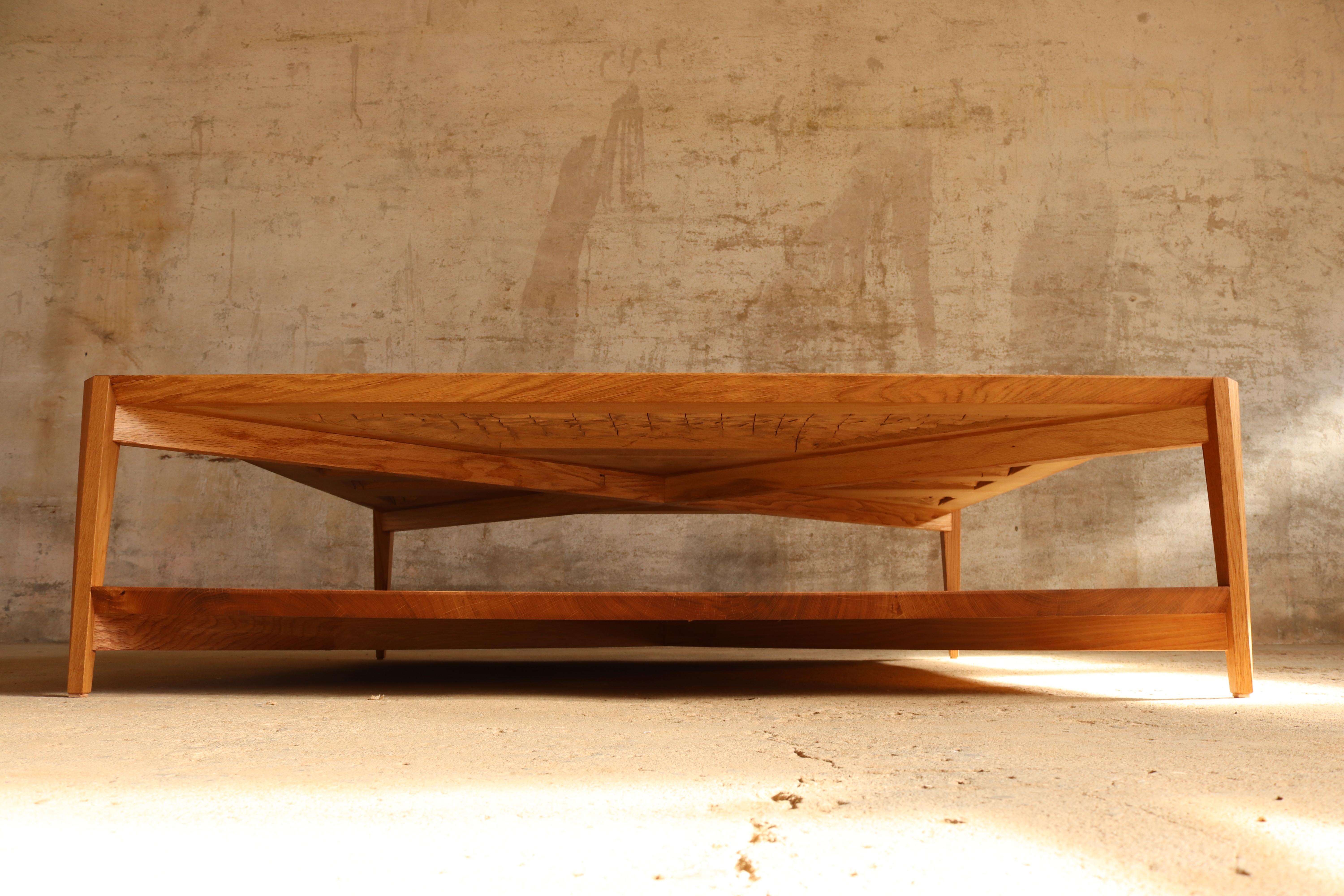 Contemporary AG Coffee Table, Solid Oak, Handmade and Designed by Tomaz Viana For Sale