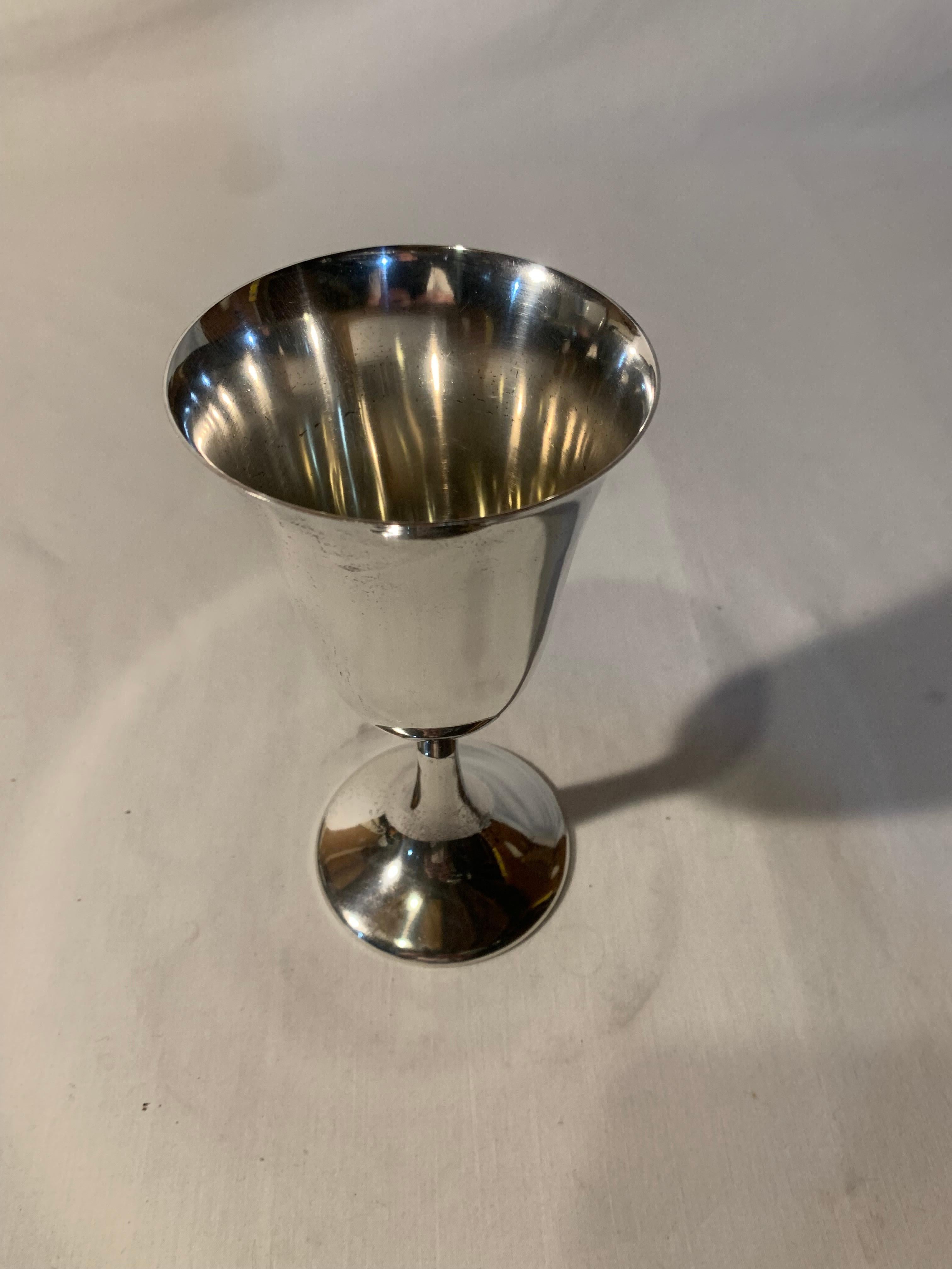 A.G. Schultz & Co. Sterling goblets/wine glasses (9), mid 20th c., H 6 1/2