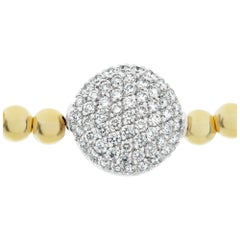 Vintage A&G Signed Beads and Pave Diamonds Buttons Bracelet in 14k Yellow Gold