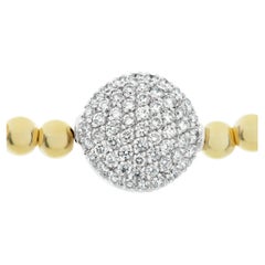 Vintage A&G signed beads and pave diamonds buttons bracelet in 14k yellow gold