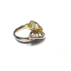 AGA Certified 18K 2-Tone Ring with Baguette Cut Diamonds G/H VVS2-VS1 2.30 Carat