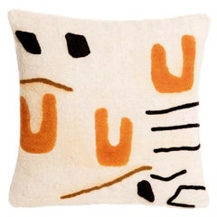 Coussin en laine, brodé à la main et peint à la main avec des teintures naturelles