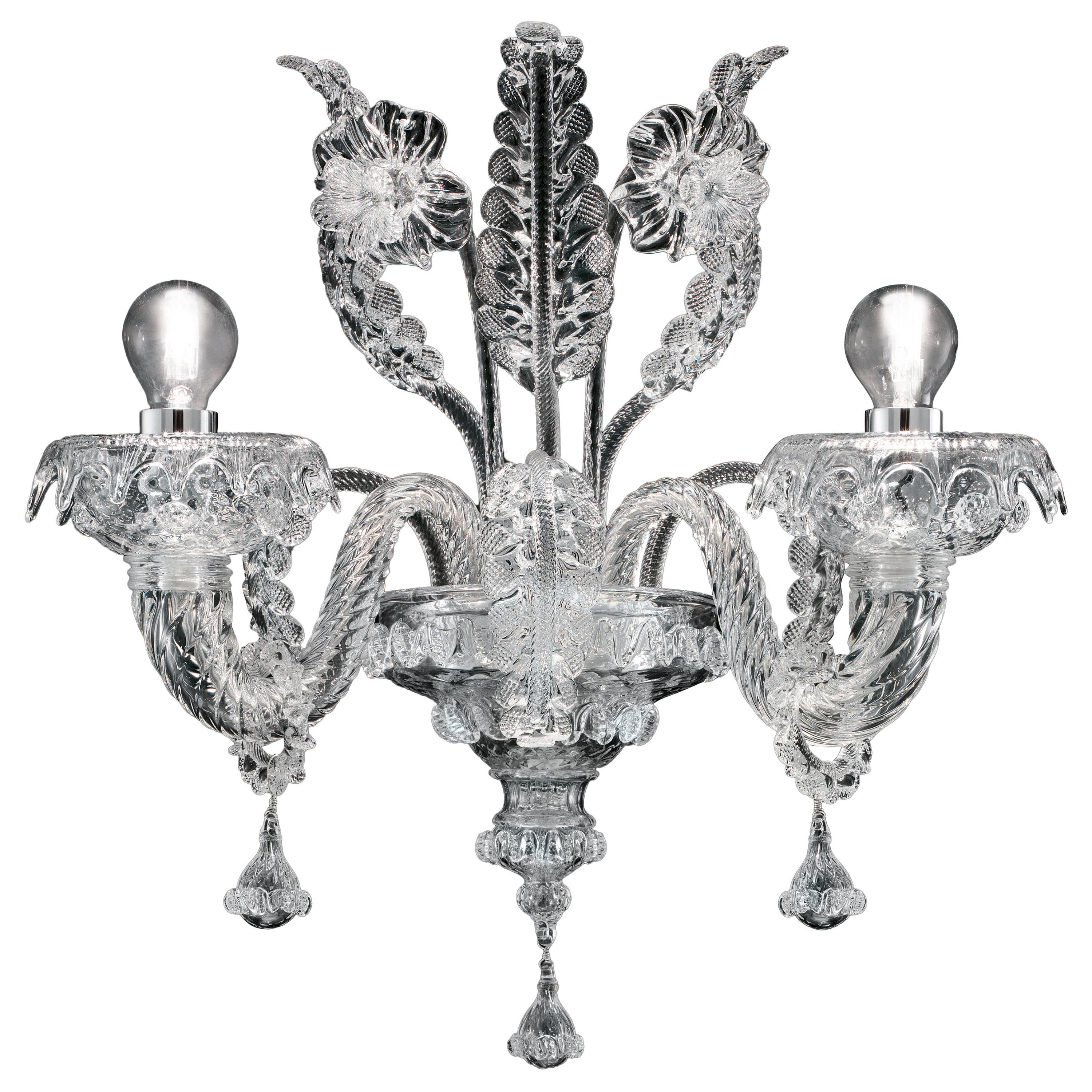 Clear (Crystal_CC) Agadir 5384 02 Wall Scone in Glass, by Barovier&Toso