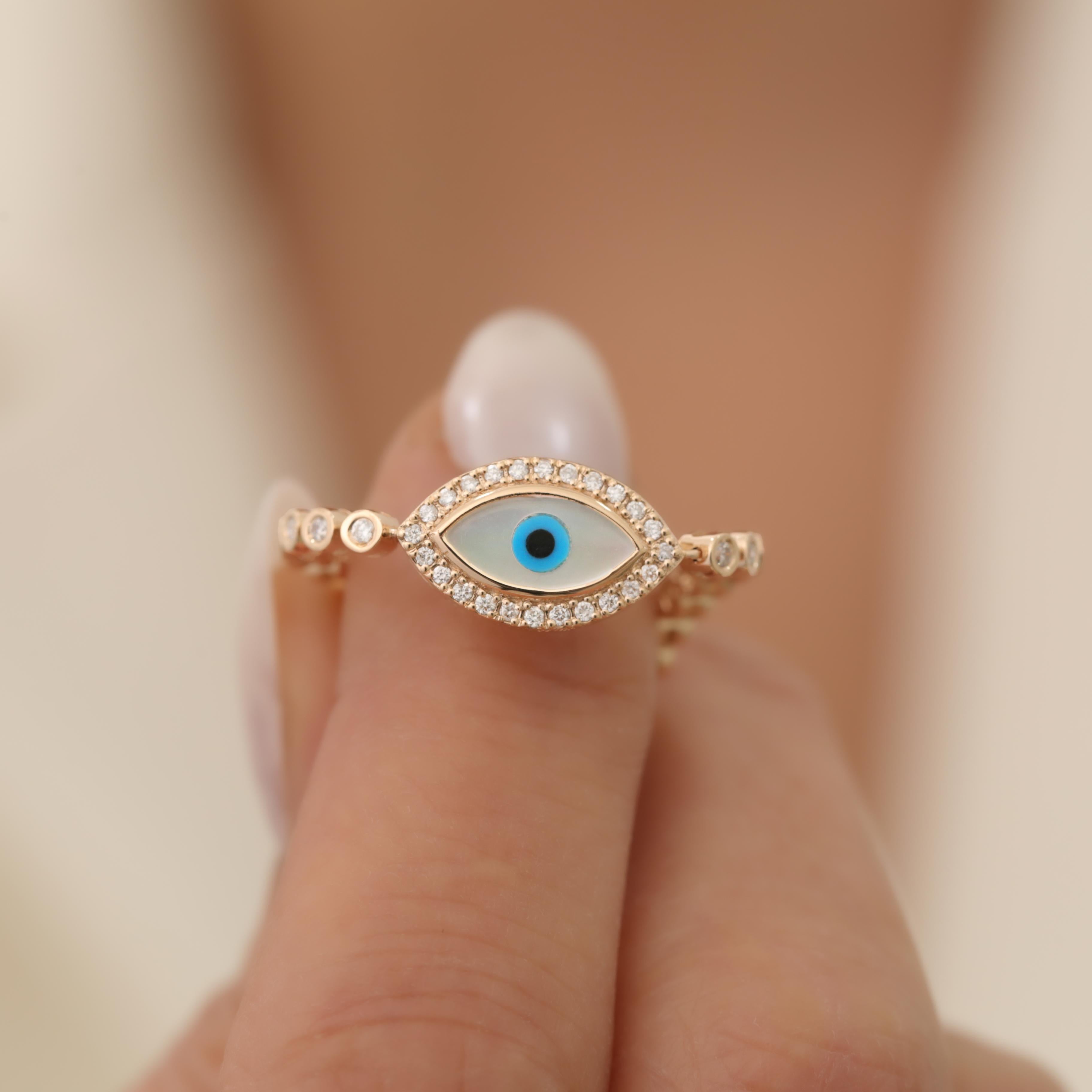 Gegen das Böse Auge Diamant und Mutter der Birne Massivgoldarmband im Angebot 1
