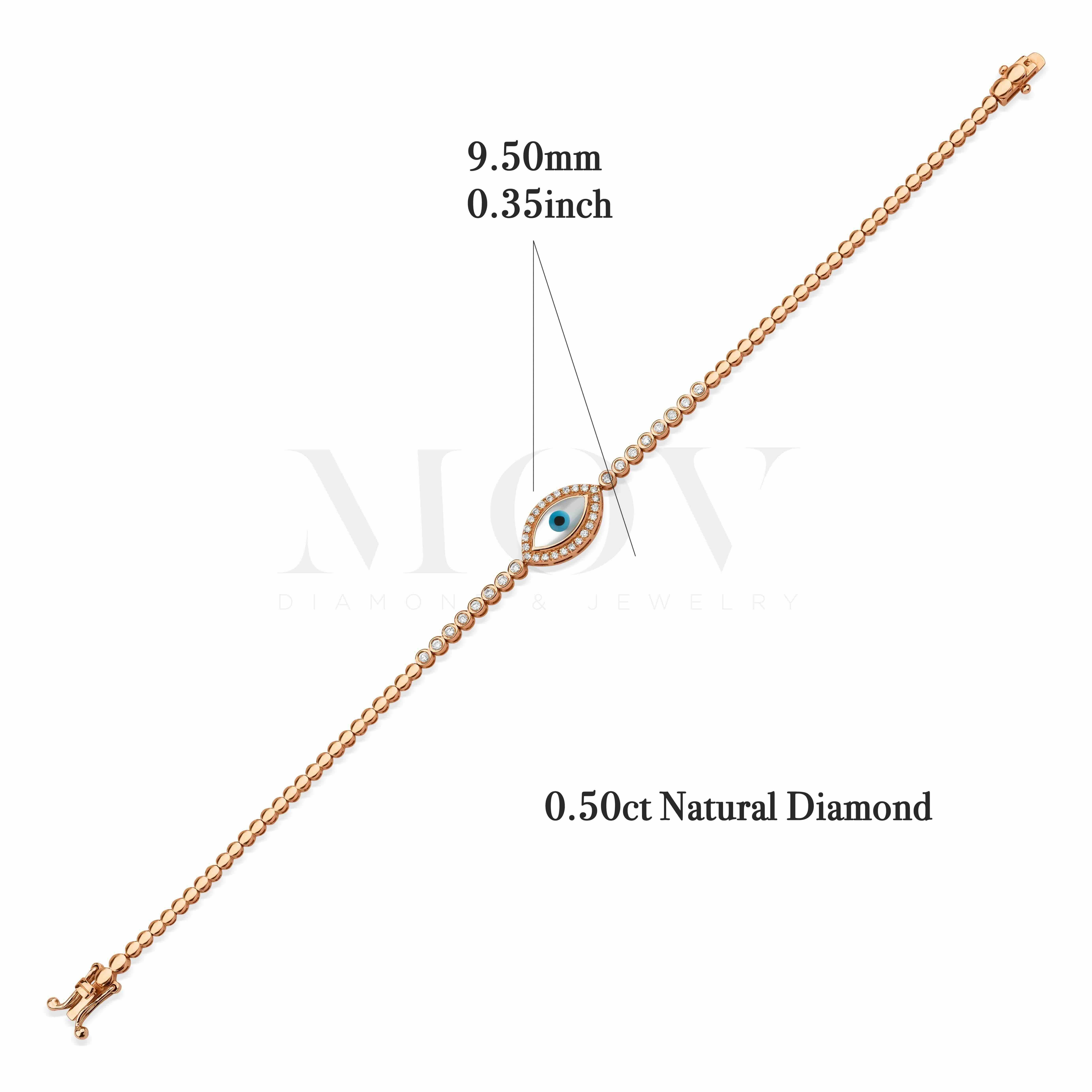 Gegen das Böse Auge Diamant und Mutter der Birne Massivgoldarmband im Angebot 2