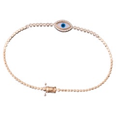 Against Evil Eye Diamond And Mother Of Pear Solid Gold Bracelet