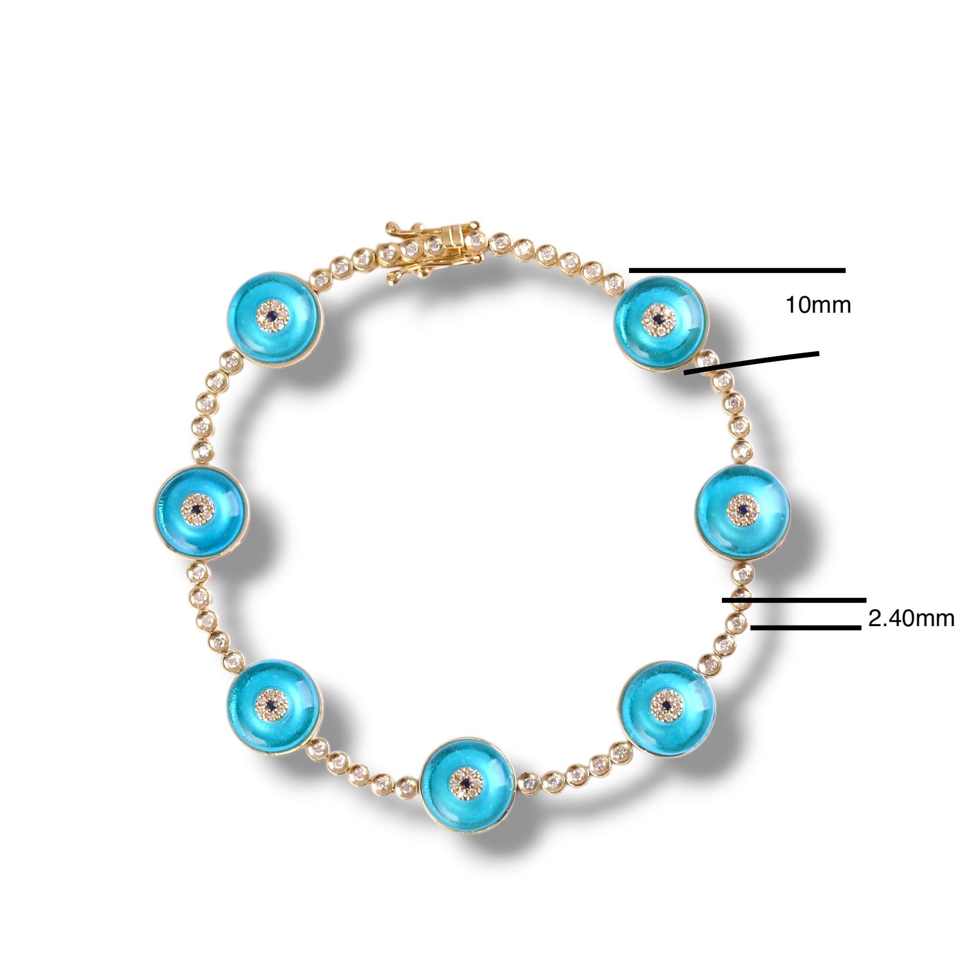 Women's Against Evil Eye Diamond Tennis Bracelet For Sale