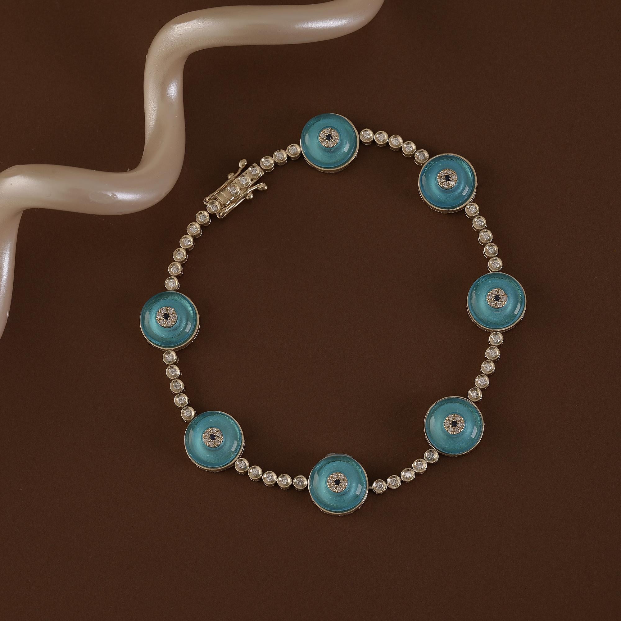 Against Evil Eye Diamond Tennis Bracelet For Sale 1