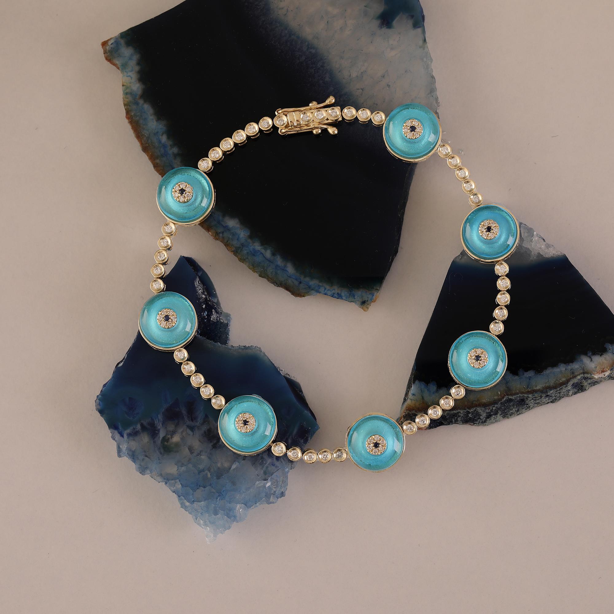 Against Evil Eye Diamond Tennis Bracelet For Sale 2