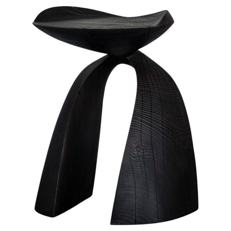 "Agalychmis" pedestal table in blackened wood For Sale