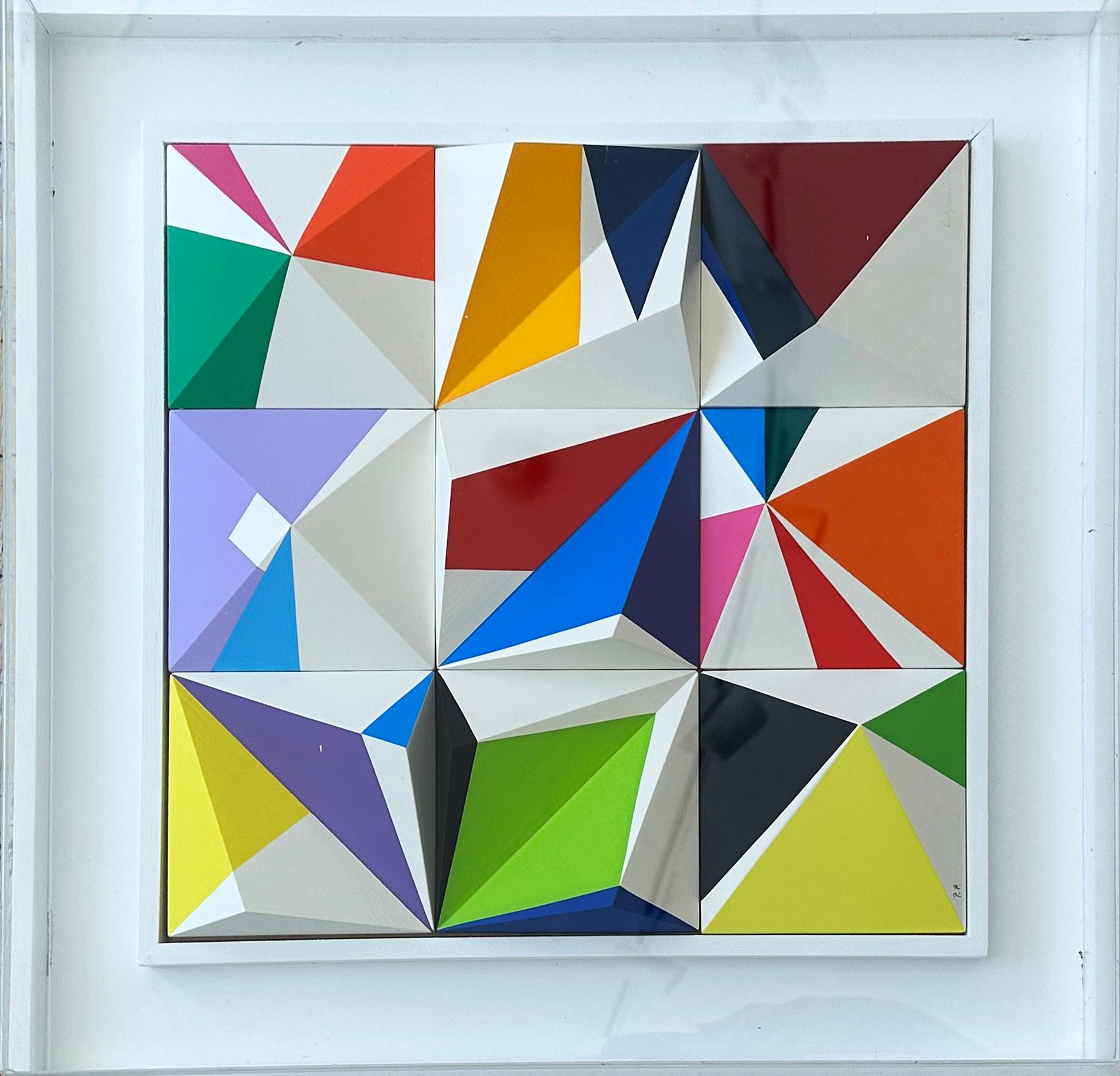 Œuvre cinétique colorée Sérigraphie polymorphe dynamique de Yaacov Agam