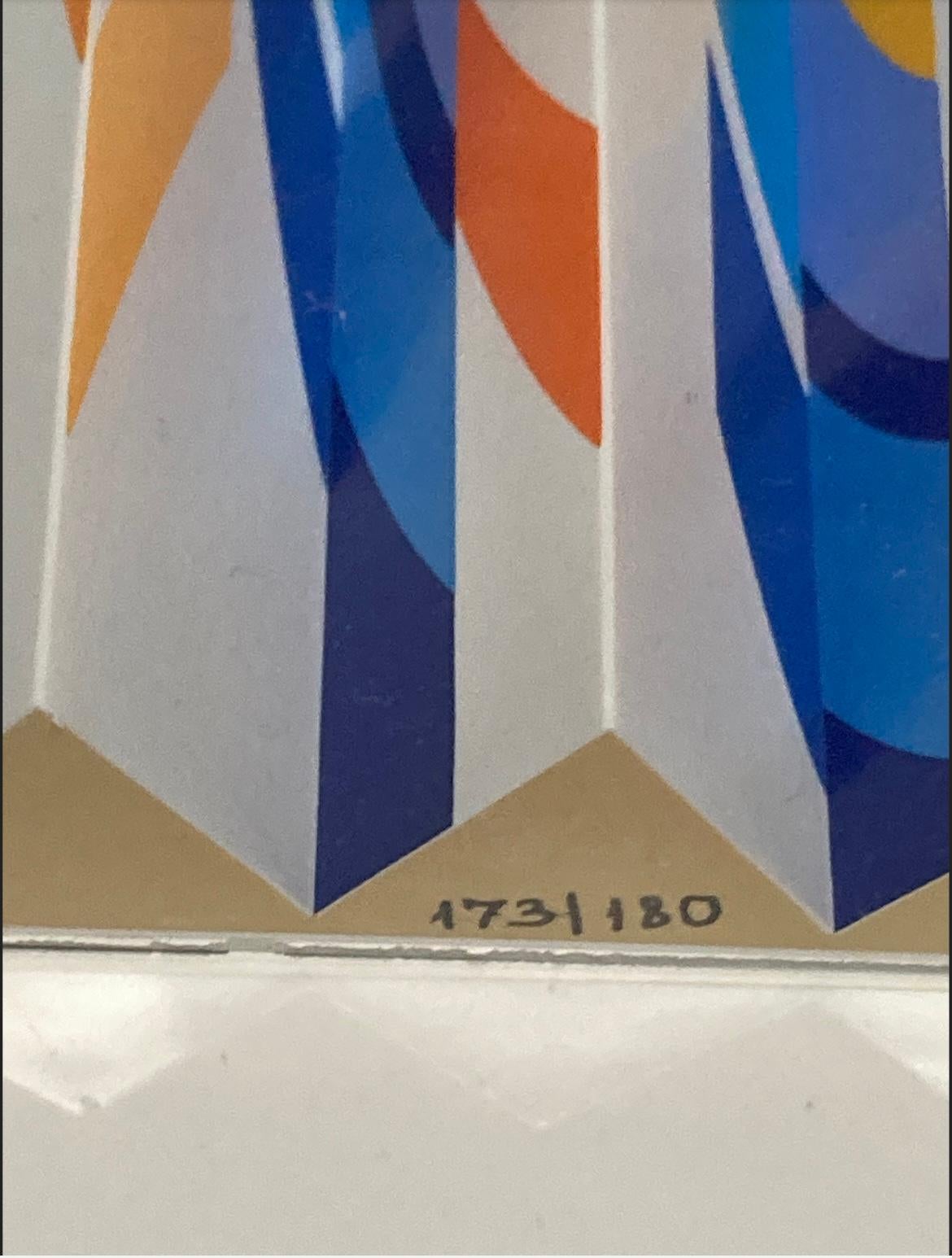 This is an Yaccov Agam polomorph signed and numbered “A Rainbow Message Blessing”. In good condition measures 23x22