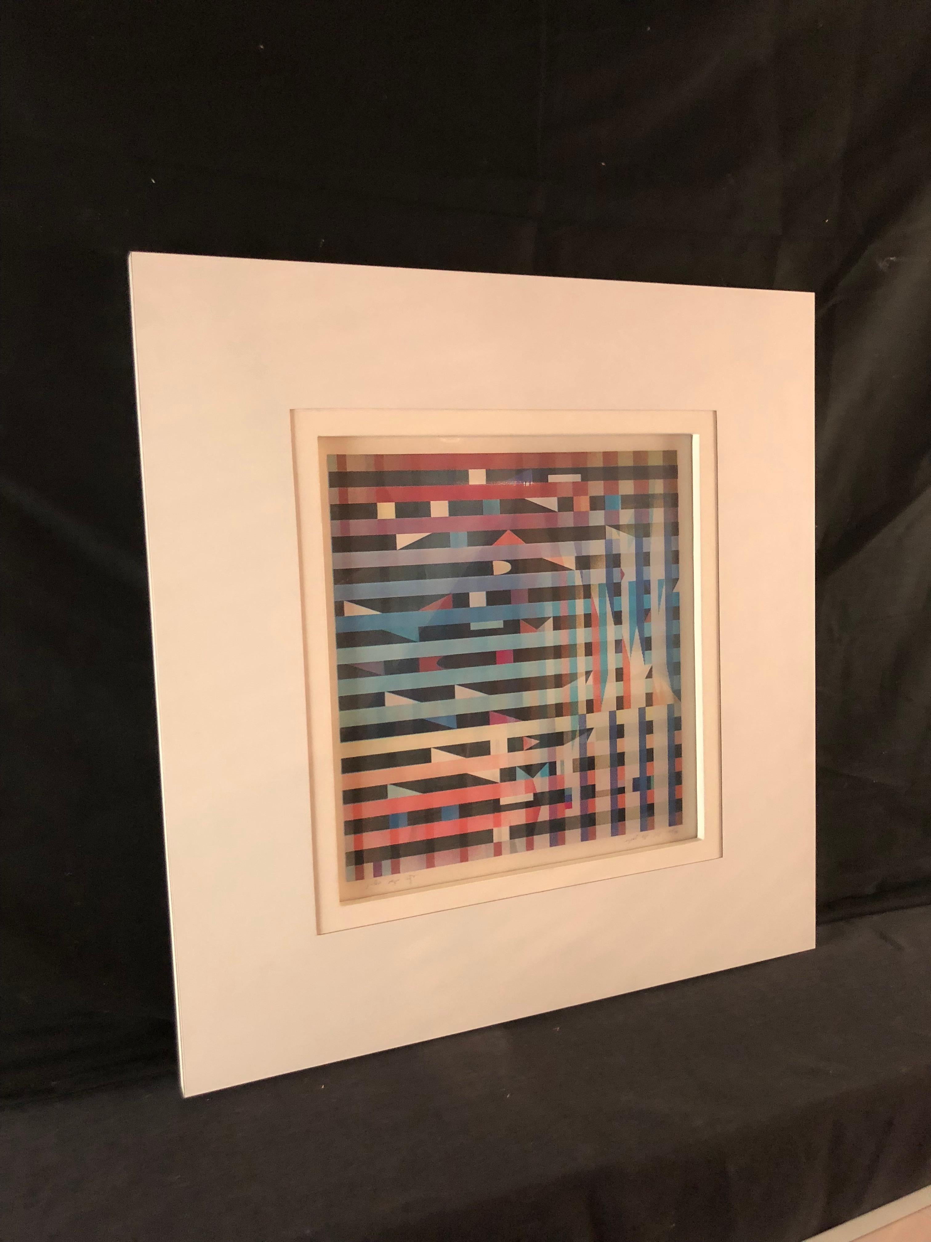 Composition abstraite - Pyramide - Beige Abstract Print par Yaacov Agam