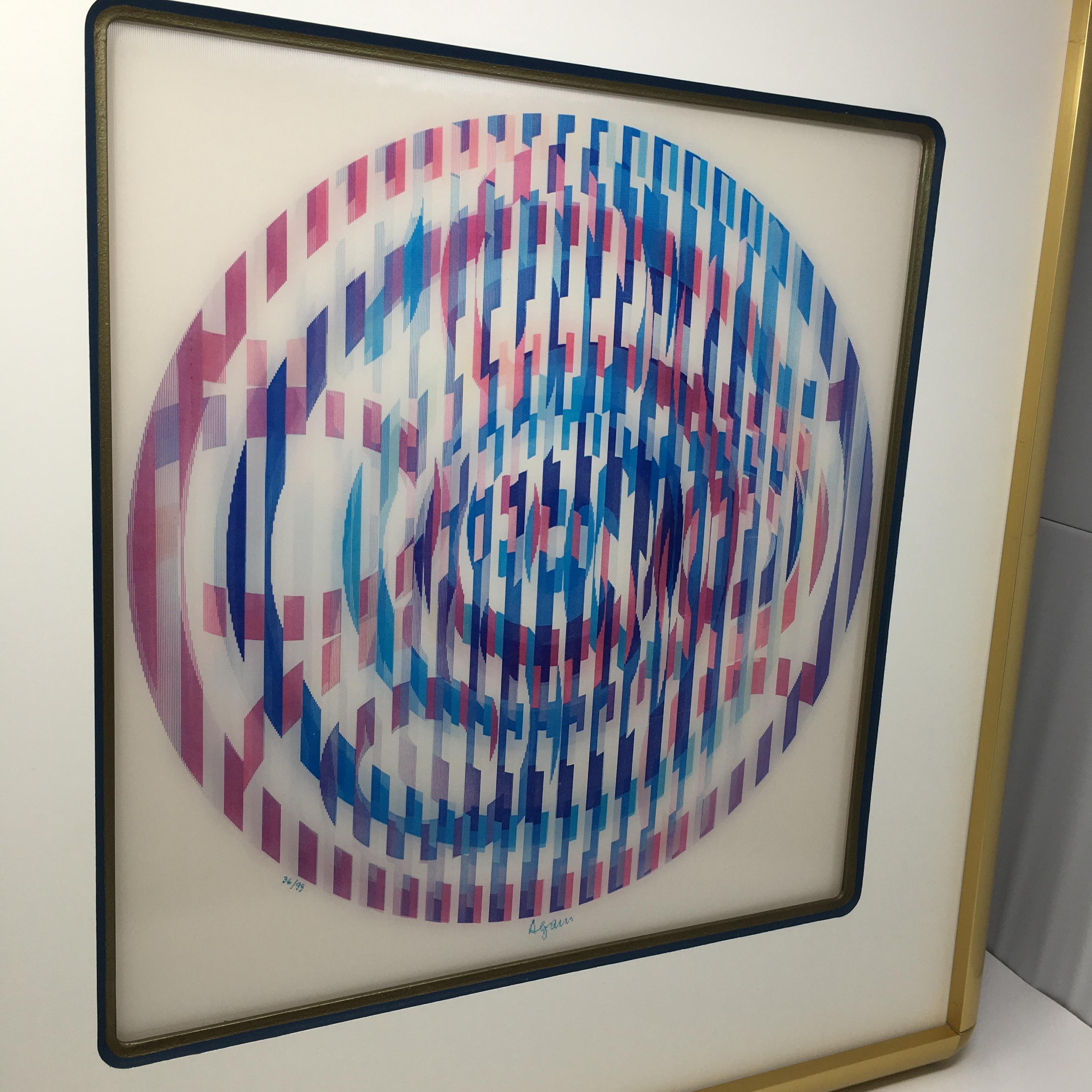 Agam Signed Limited Edition Agamagraph Kinetic Op-Art Abstract Print 4