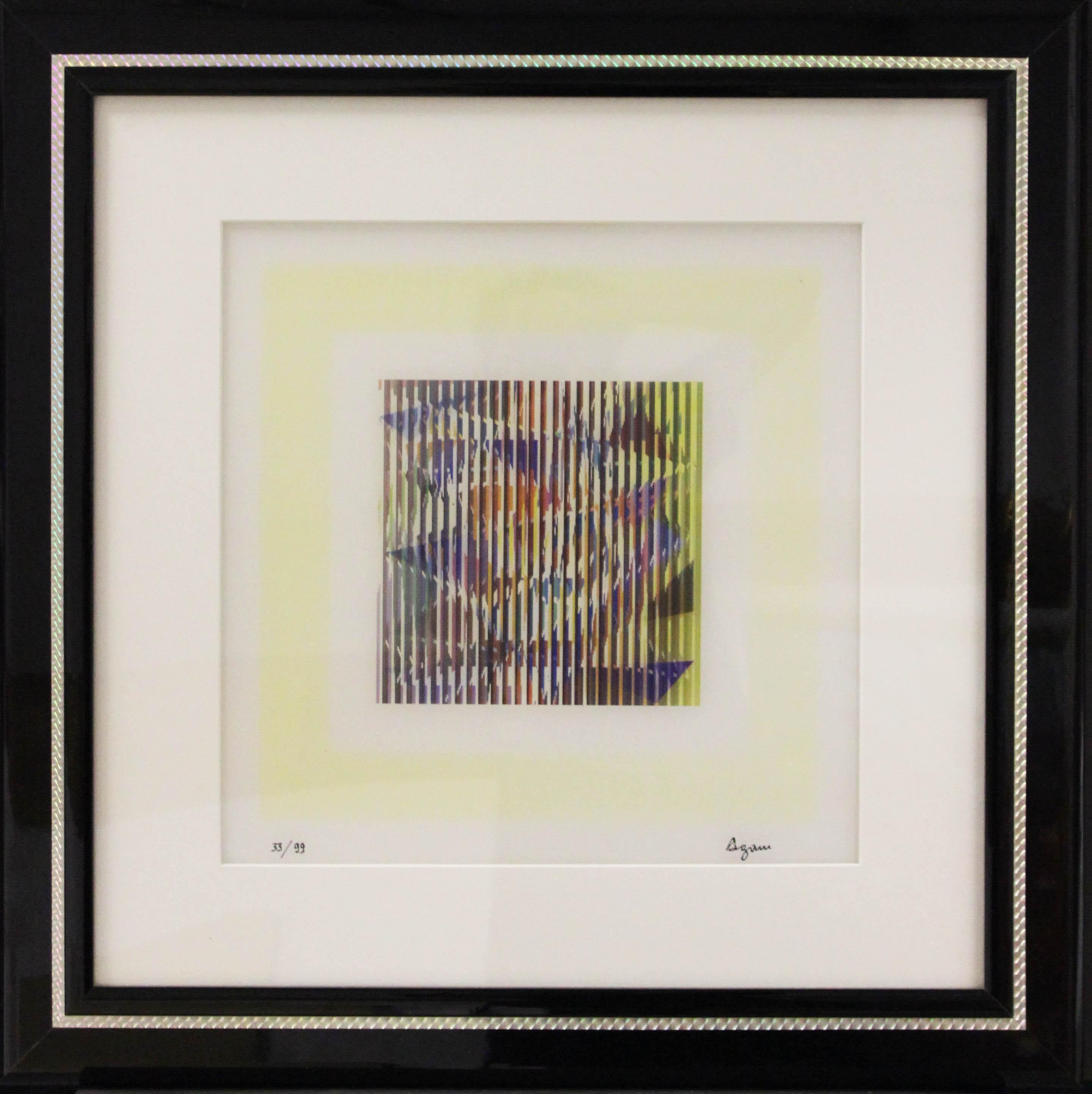 Yaacov Agam Abstract Print - Gurrurie Yellow Border-Limited Edition Agamagraph, Signed and with COA