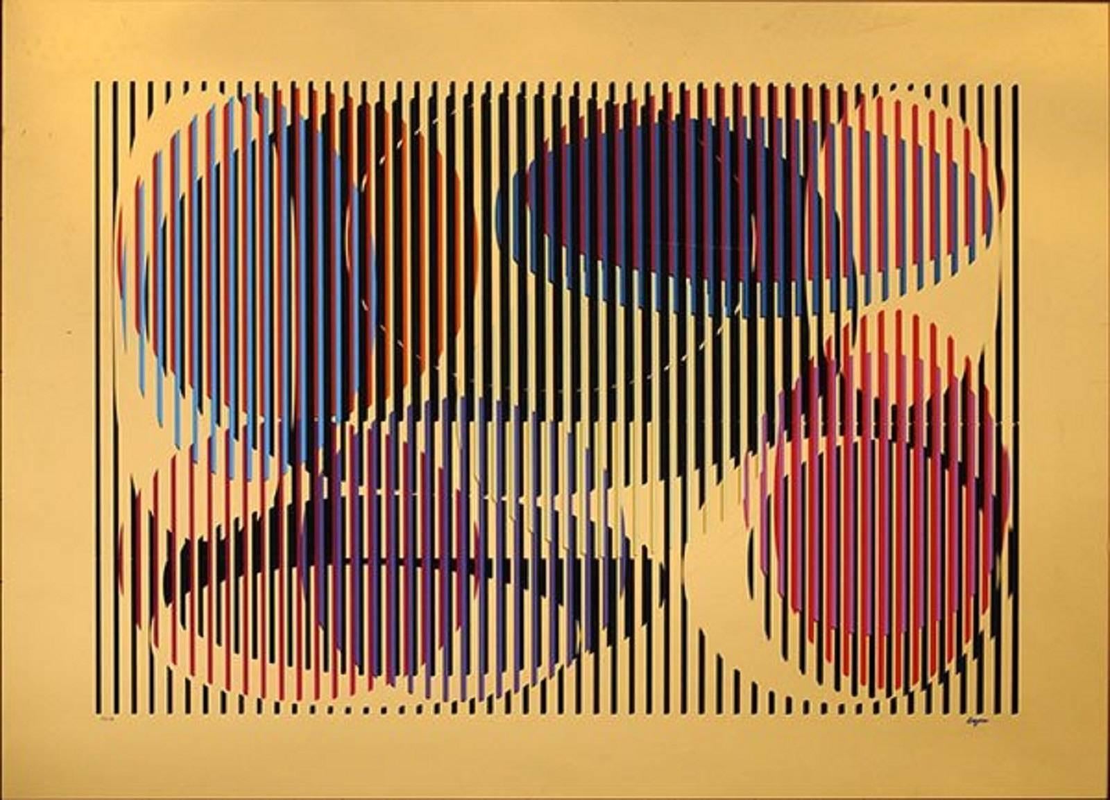 Yaacov Agam Abstract Print - Mirror silkscreen - Kinetic geometric abstract
