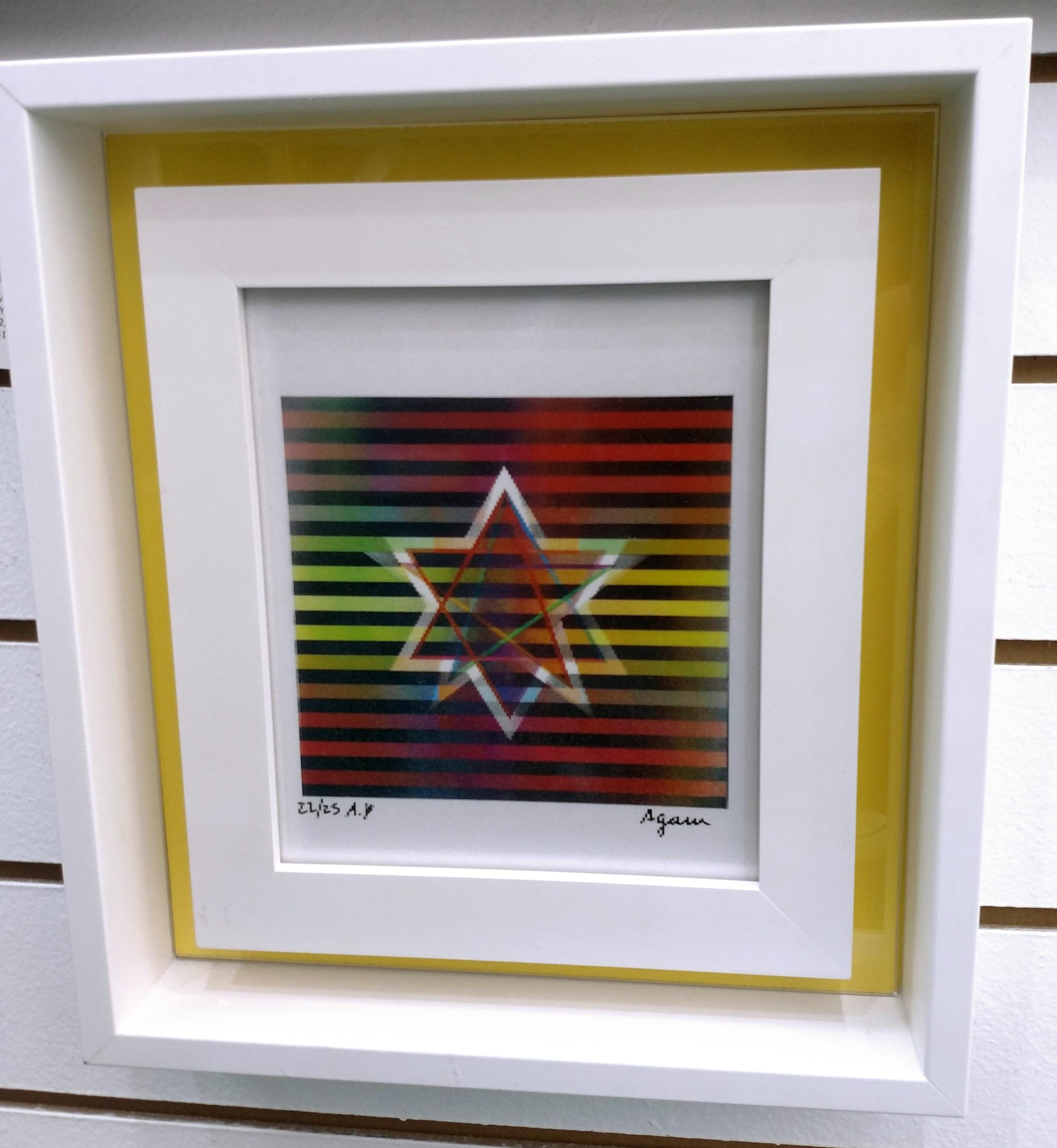 STAR OF DAVID - Beige Abstract Print by Yaacov Agam
