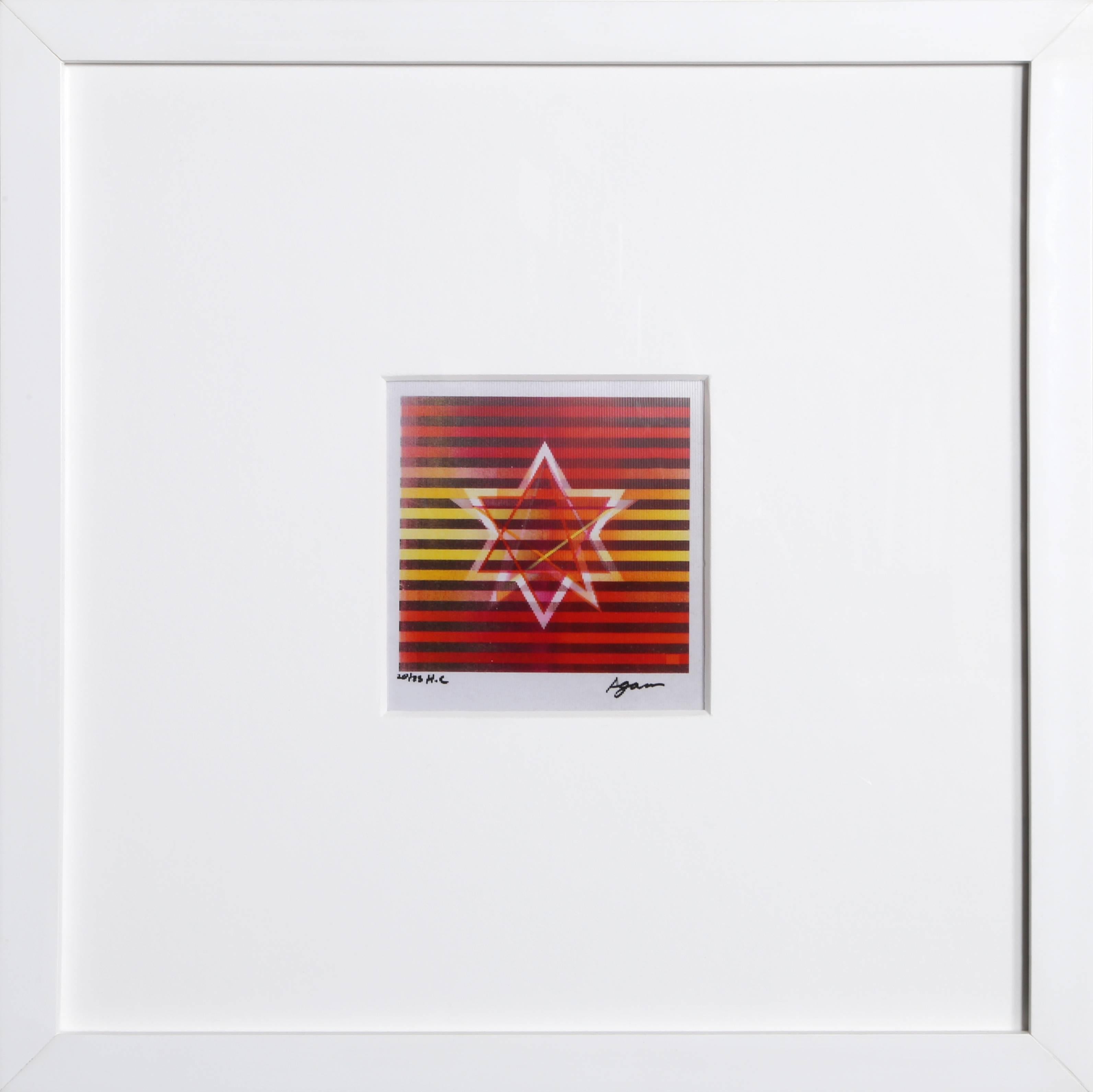 Yaacov Agam Abstract Print - Two Stars - Red/Yellow
