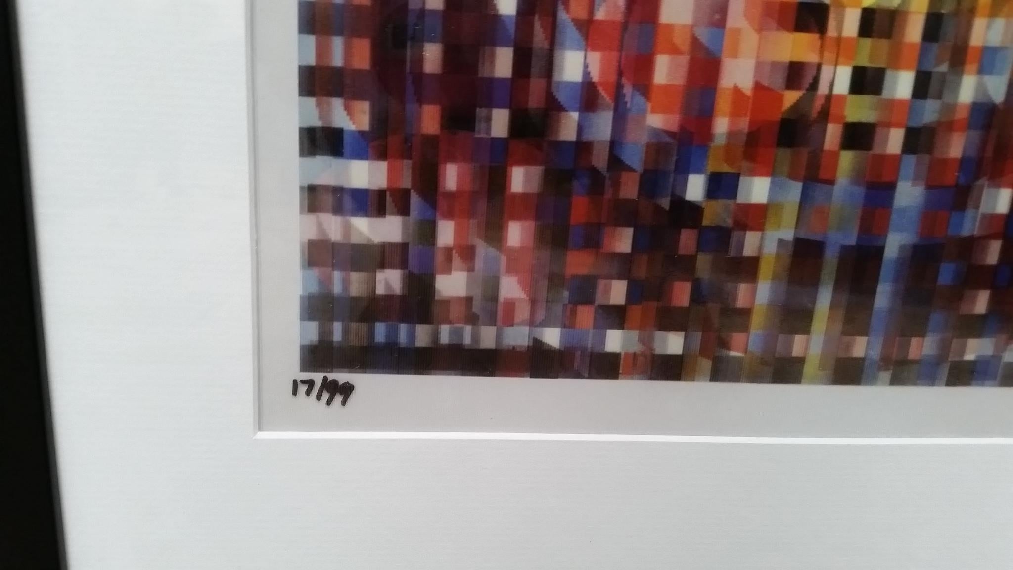 Visual Welcome - Gray Abstract Print by Yaacov Agam