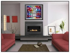 Yaacov Agam Night Rainbow Color Silkscreen Large Signed Modern Op Artwork Framed
