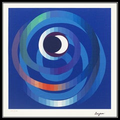 Yaacov Agam Original Giclee On Canvas Sun Moon Intimacy Signed Op Art Agamograph