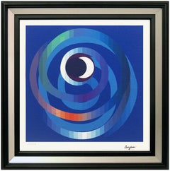 Yaacov Agam Original Giclee On Canvas Sun Moon Intimacy Signed Op Art Agamograph