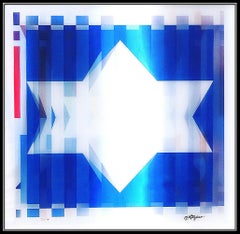 Yaacov Agam RARE Original Color Agamograph Hand Signed Star of David Op Artwork
