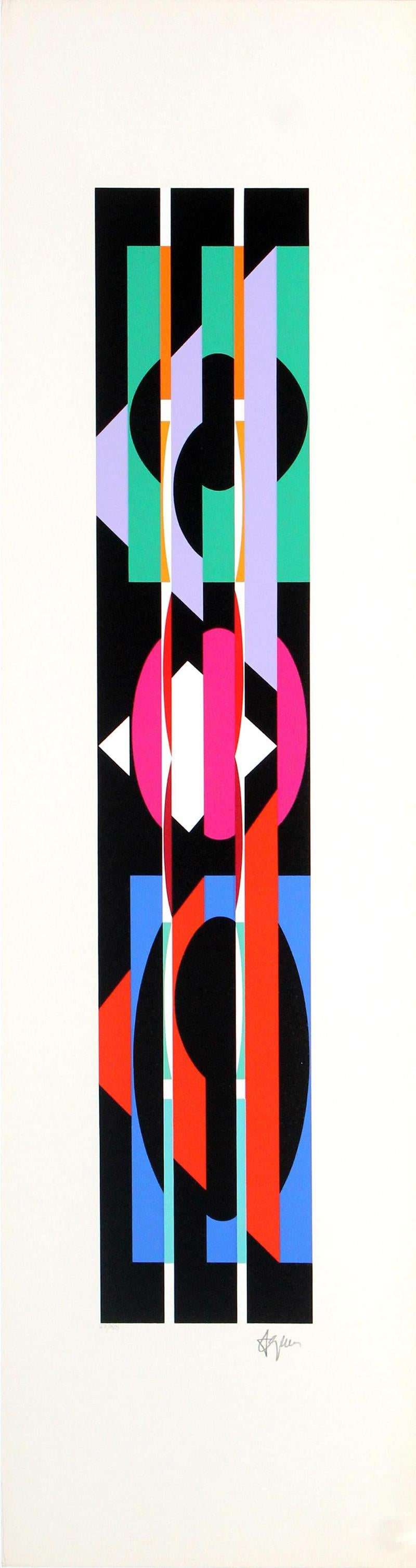 Yaacov Agam Abstract Print - YAACOV AGAM  UNTITLED 4 FROM THE +-X9 SUITE  SIGNED AND NUMBERED