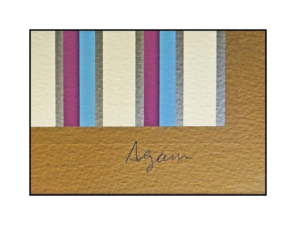 Yaacov AGAM Zebulun Color Silkscreen Signed Op Artwork Modern Illusion Authentic - Brown Print by Yaacov Agam