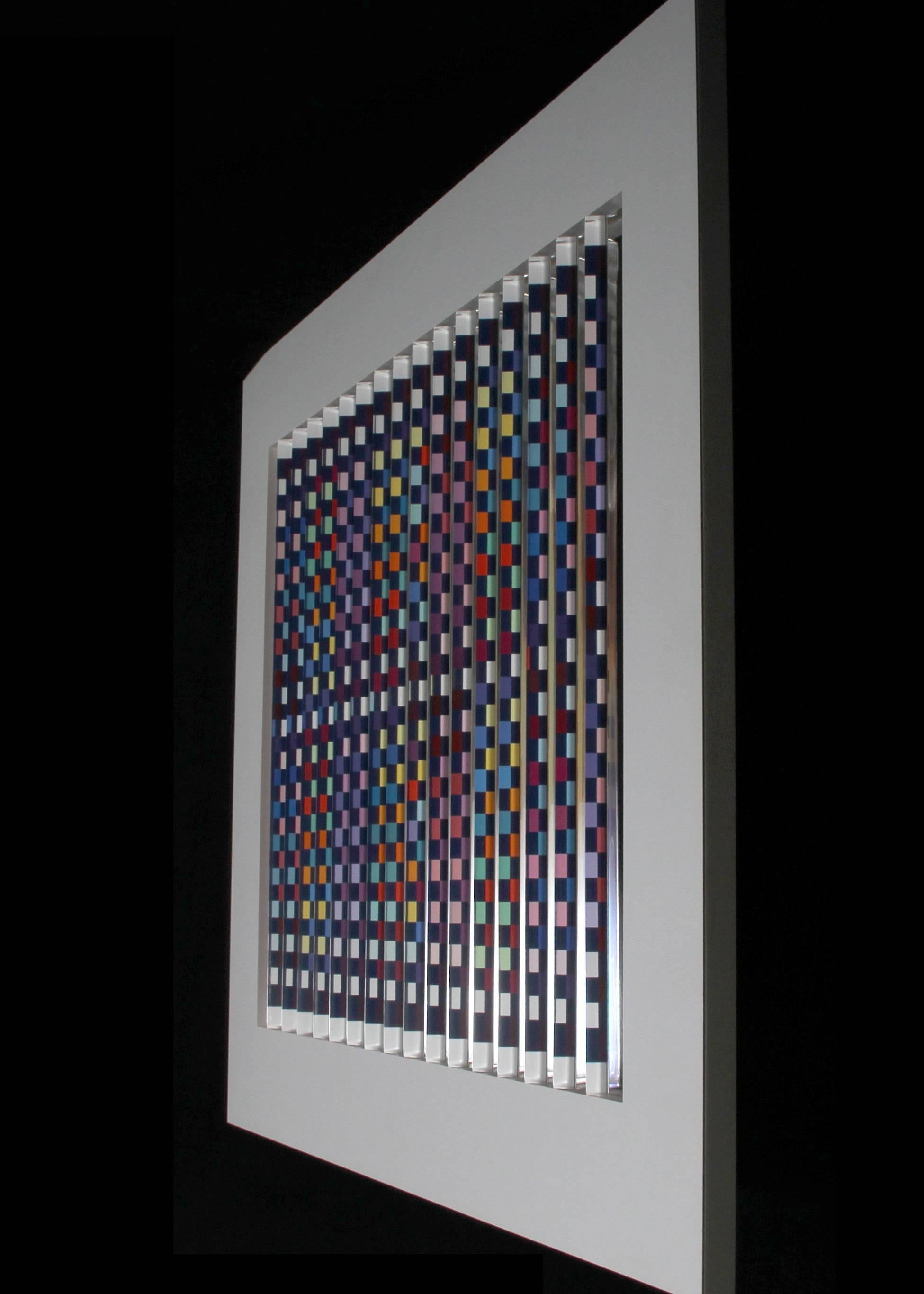 Midnight Blue, Prismagraph 3-D Wall Sculpture by Yaacov Agam 9