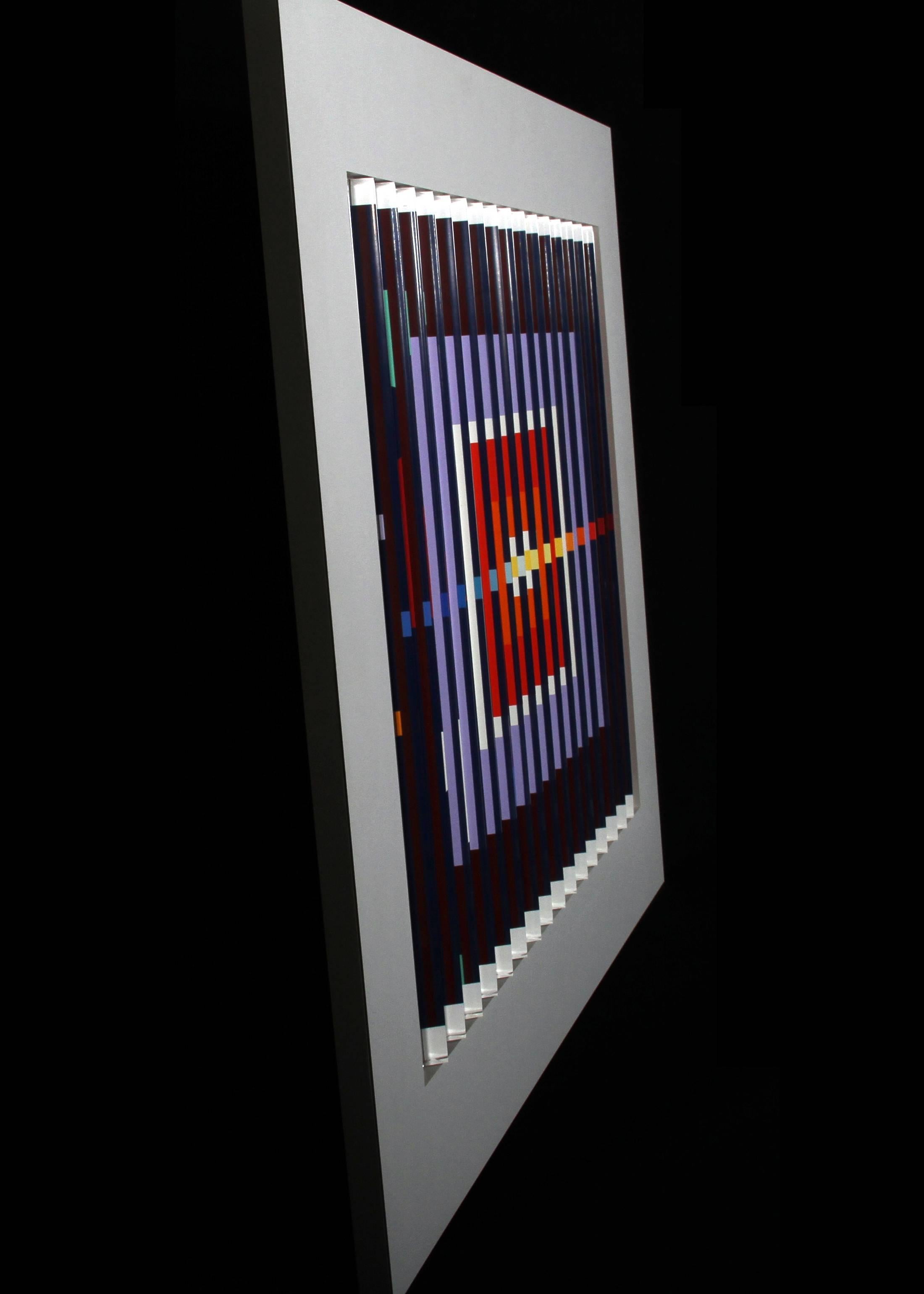 Midnight Blue, Prismagraph 3-D Wall Sculpture by Yaacov Agam 8
