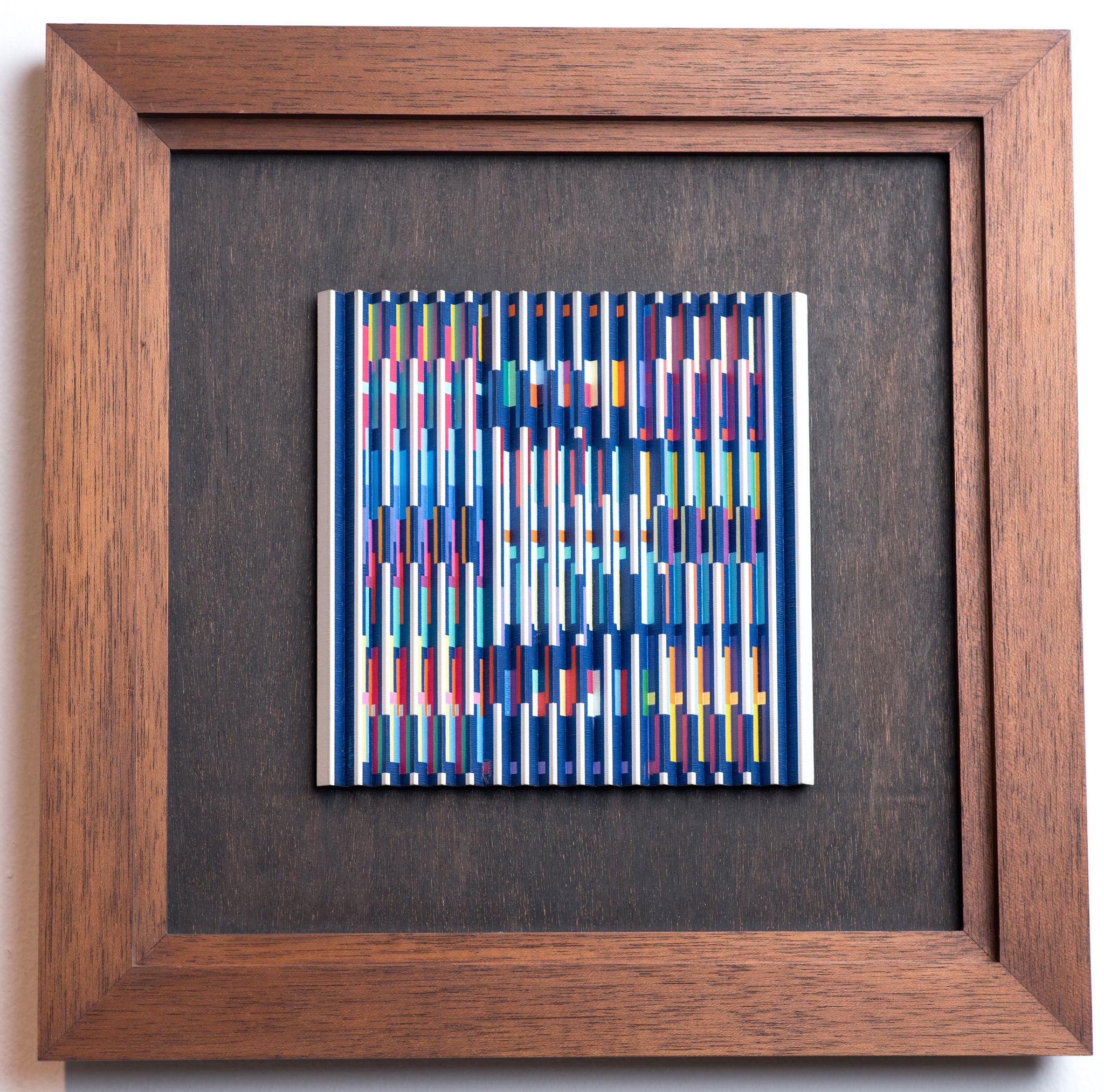 Yaacov Agam, Oeuvre originale, Acrylique sur aluminium, 1989, Art cinétique, Oeuvre cinétique, Peint à la main, Artiste israélien, Art israélien.
Dimensions (sans cadre) : Hauteur : 22 cm (8.66 in), Largeur : 22 cm (8.66 in), Profondeur : 3 cm (1.19