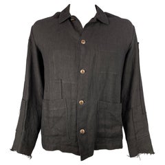 Used AGANOVICH Size XL Black Woven Linen Button Down Jacket