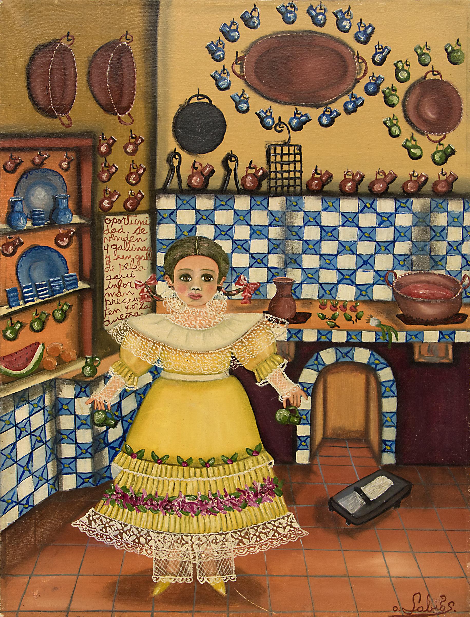 Untitled (Girl in the Kitchen) - Painting by Agapito Labios