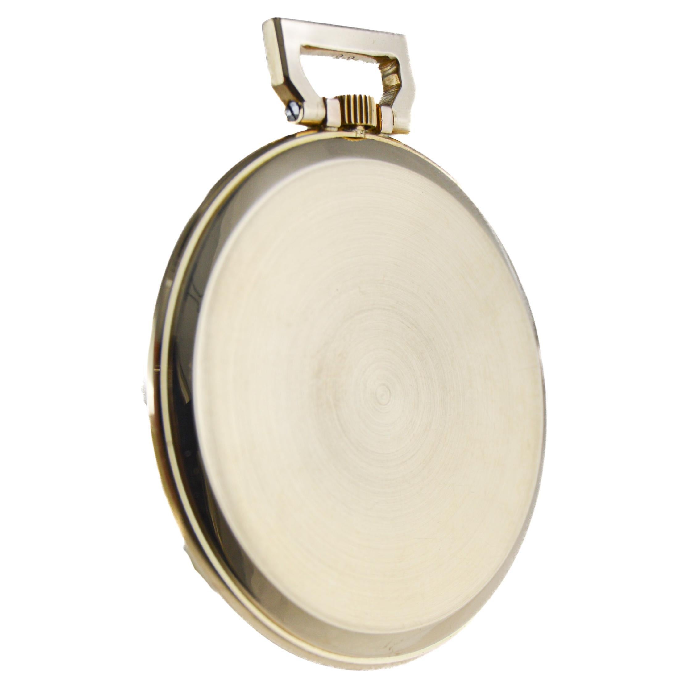 Agassiz 14Kt. Orologio da tasca in oro massiccio con catena d'epoca in oro Hand Made 1930 in vendita 2