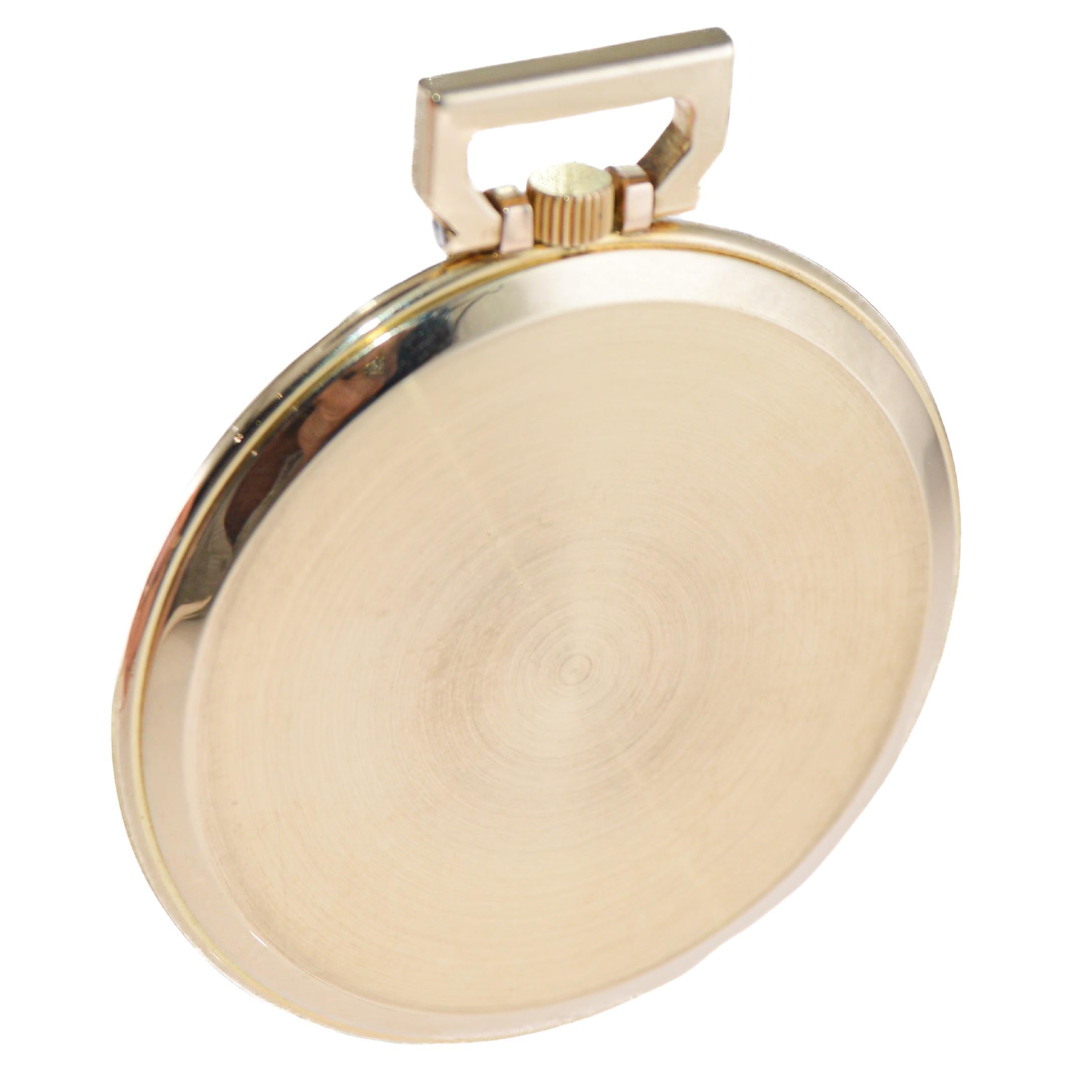 Agassiz 14Kt. Orologio da tasca in oro massiccio con catena d'epoca in oro Hand Made 1930 in vendita 3