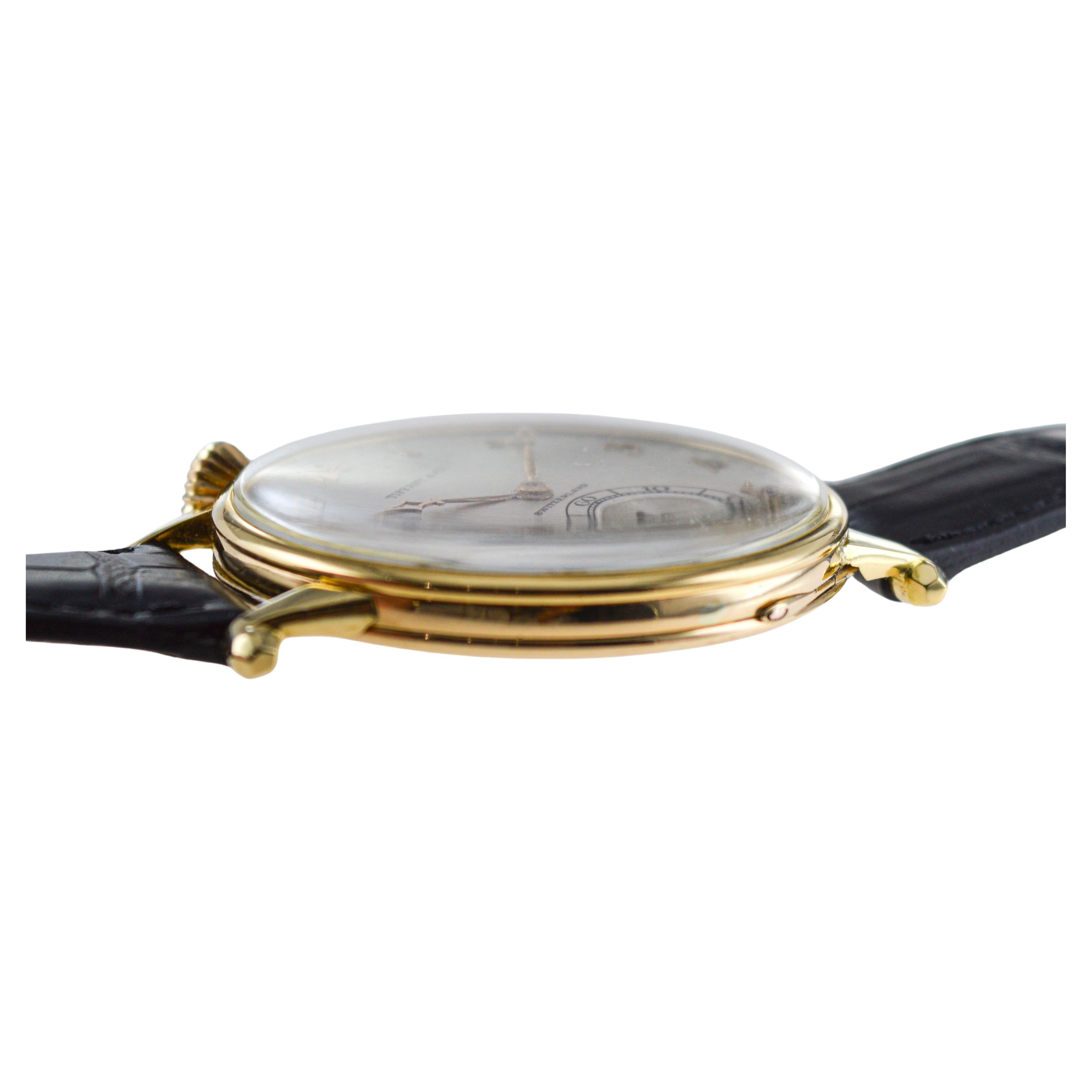 Agassiz 18Kt. Gold Oversized Watch for Tiffany & Co. Stern Freres Dial 1920's For Sale 7