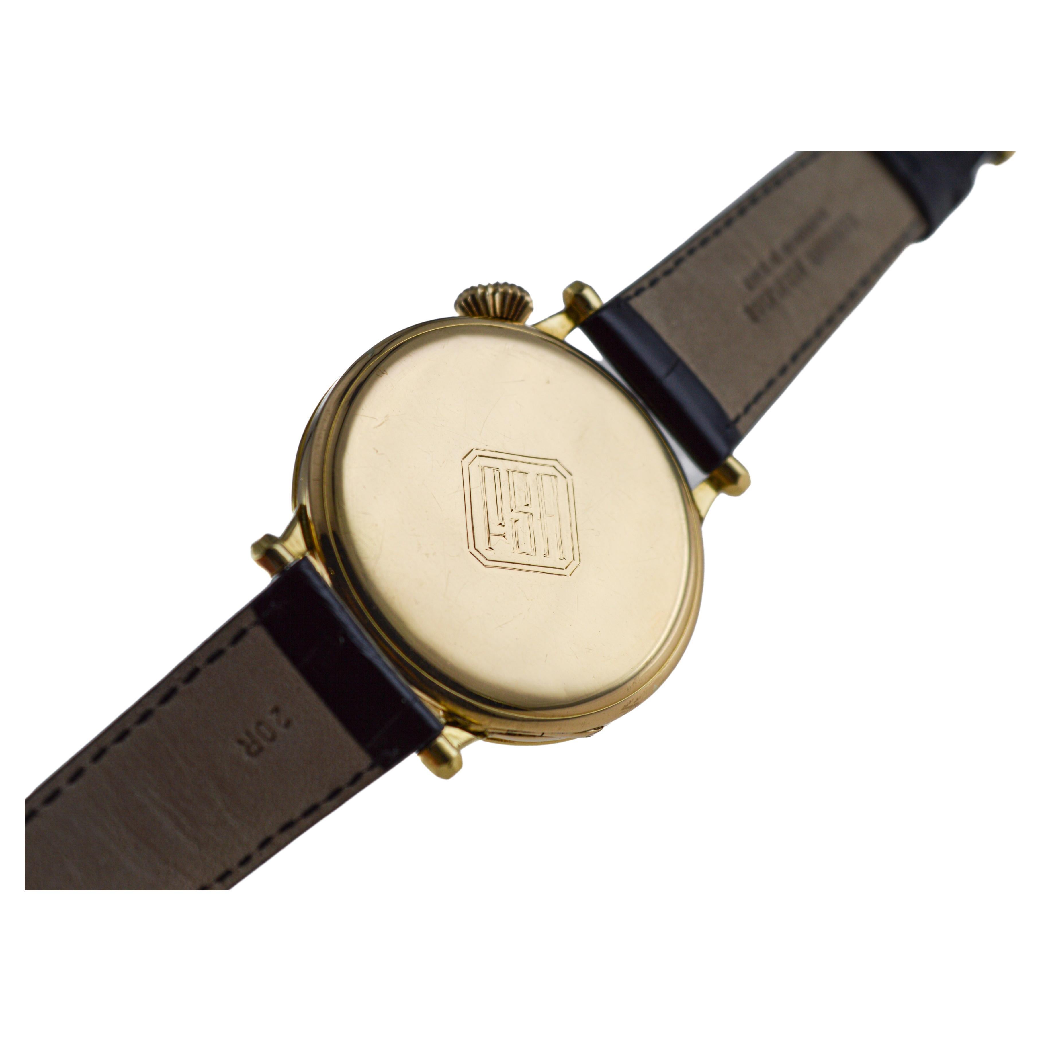 Agassiz 18Kt. Gold Oversized Watch for Tiffany & Co. Stern Freres Dial 1920's For Sale 7