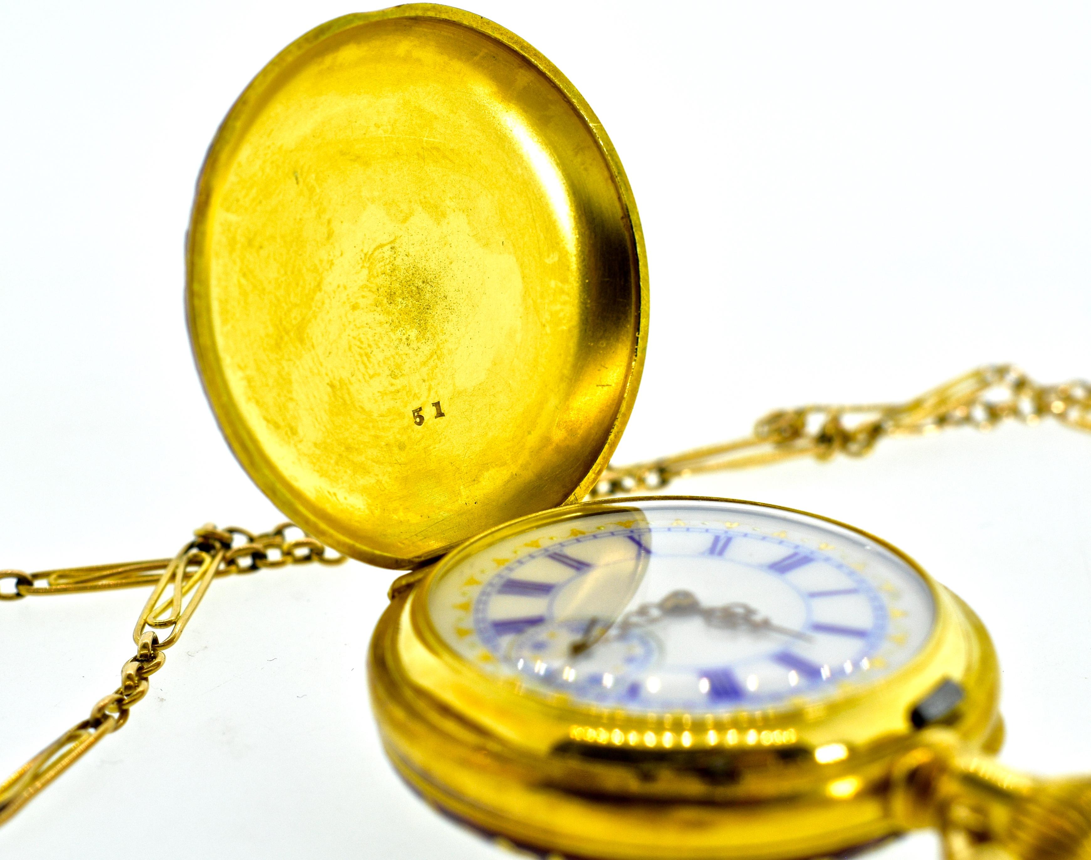 Agassiz Enamel and 18 Karat Gold Antique Watch, circa 1860 1