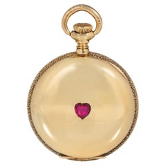 Agassiz Geneva Antique ruby heart pocket watch pendant