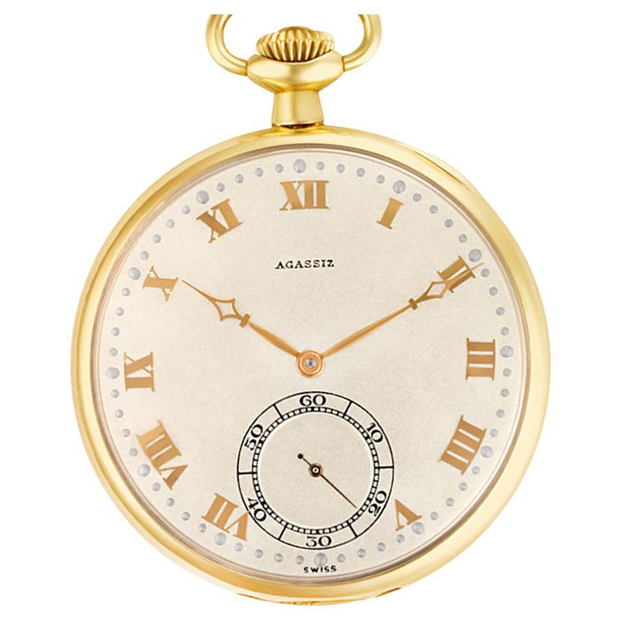 Agassiz Pocket Watch 246181 14k Yellow Gold Manual Watch For Sale