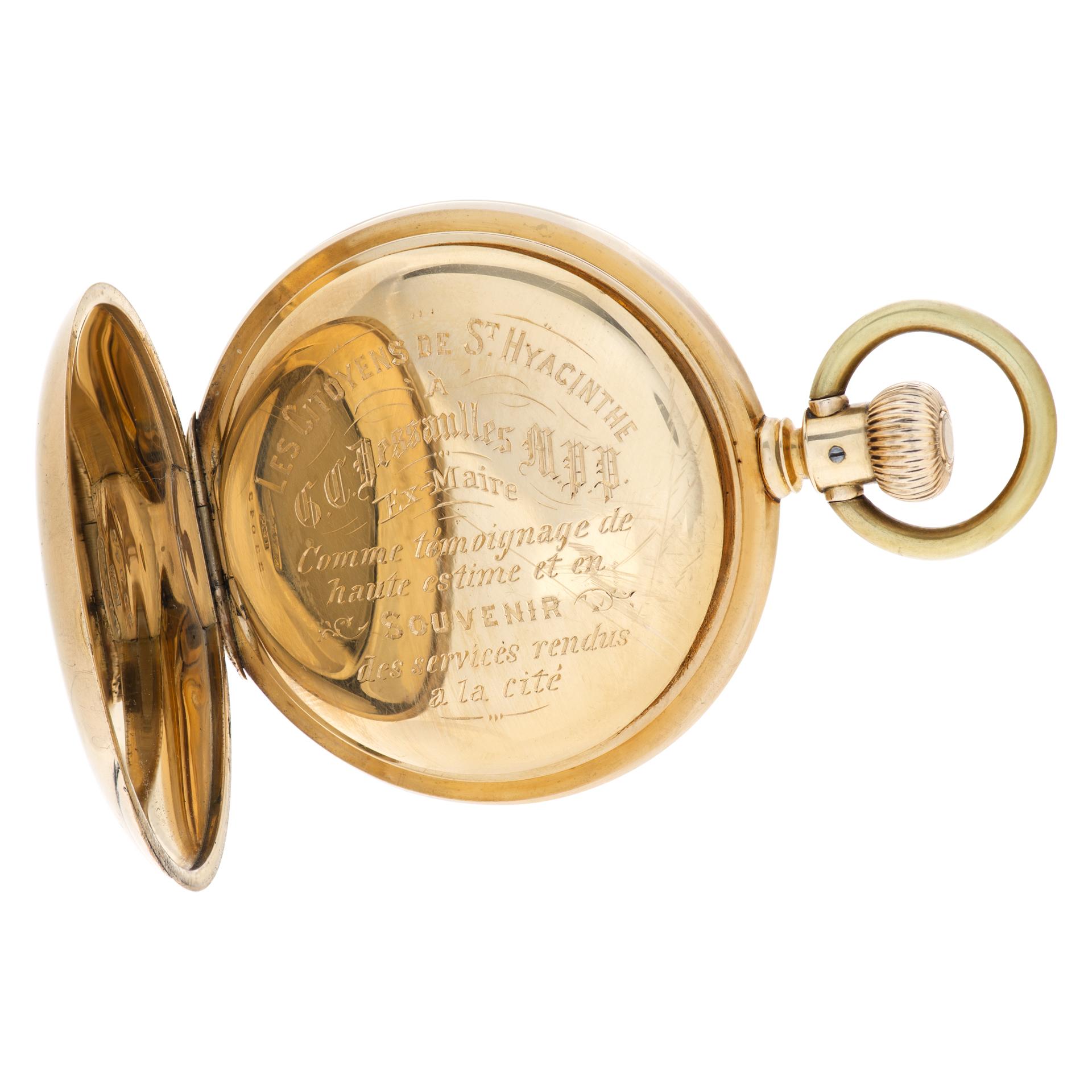 Agassiz Pocketwatch 18k Manual Watch In Good Condition For Sale In Surfside, FL