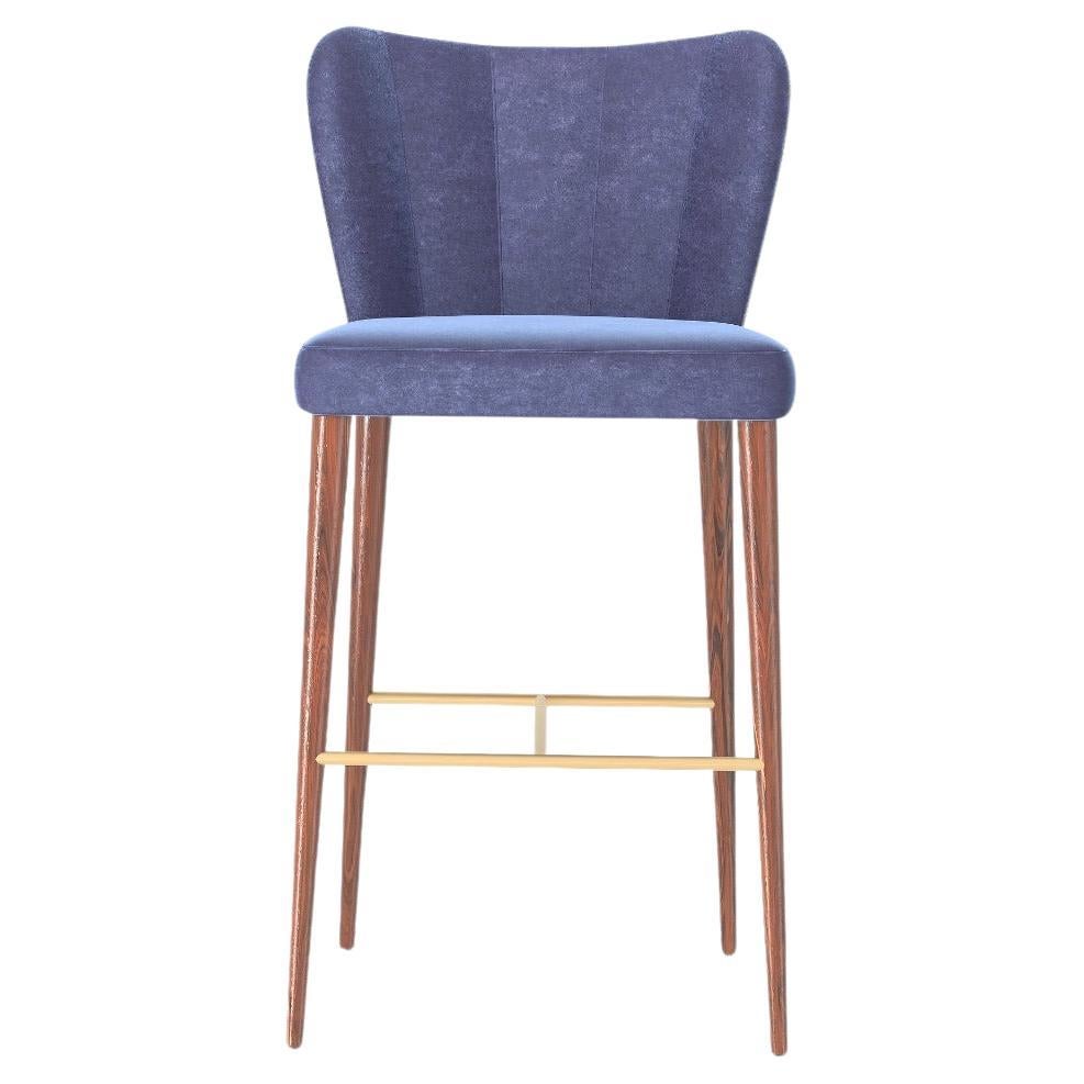 Agata bar stool with metallic details For Sale