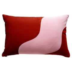 AGATA Brick & Pink Velvet Deluxe Handmade Decorative Pillow