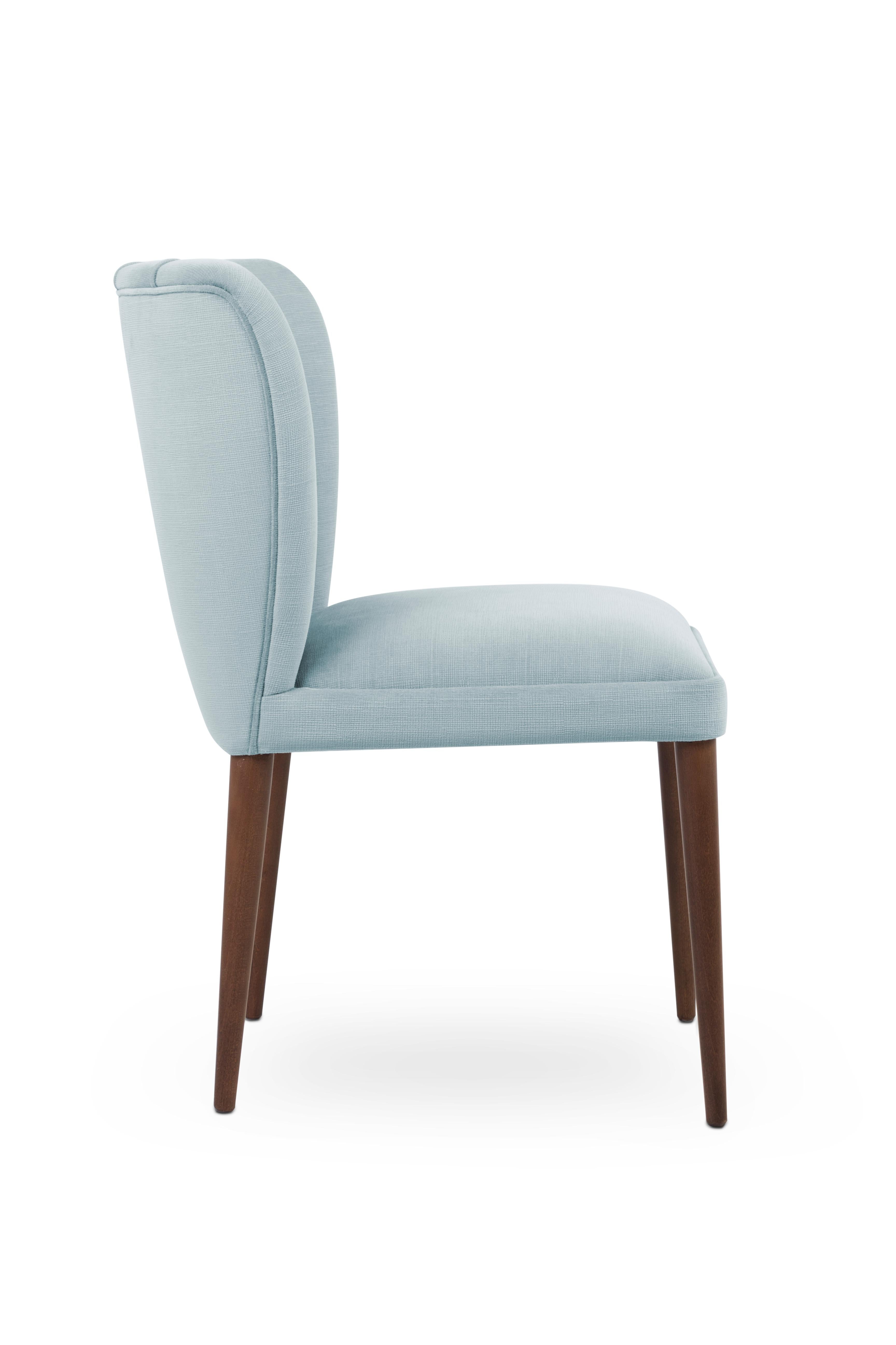 Portuguese Agata Chair, Upholstered in Fabric, Solid Ash/Beech Feet with Stain Finish For Sale