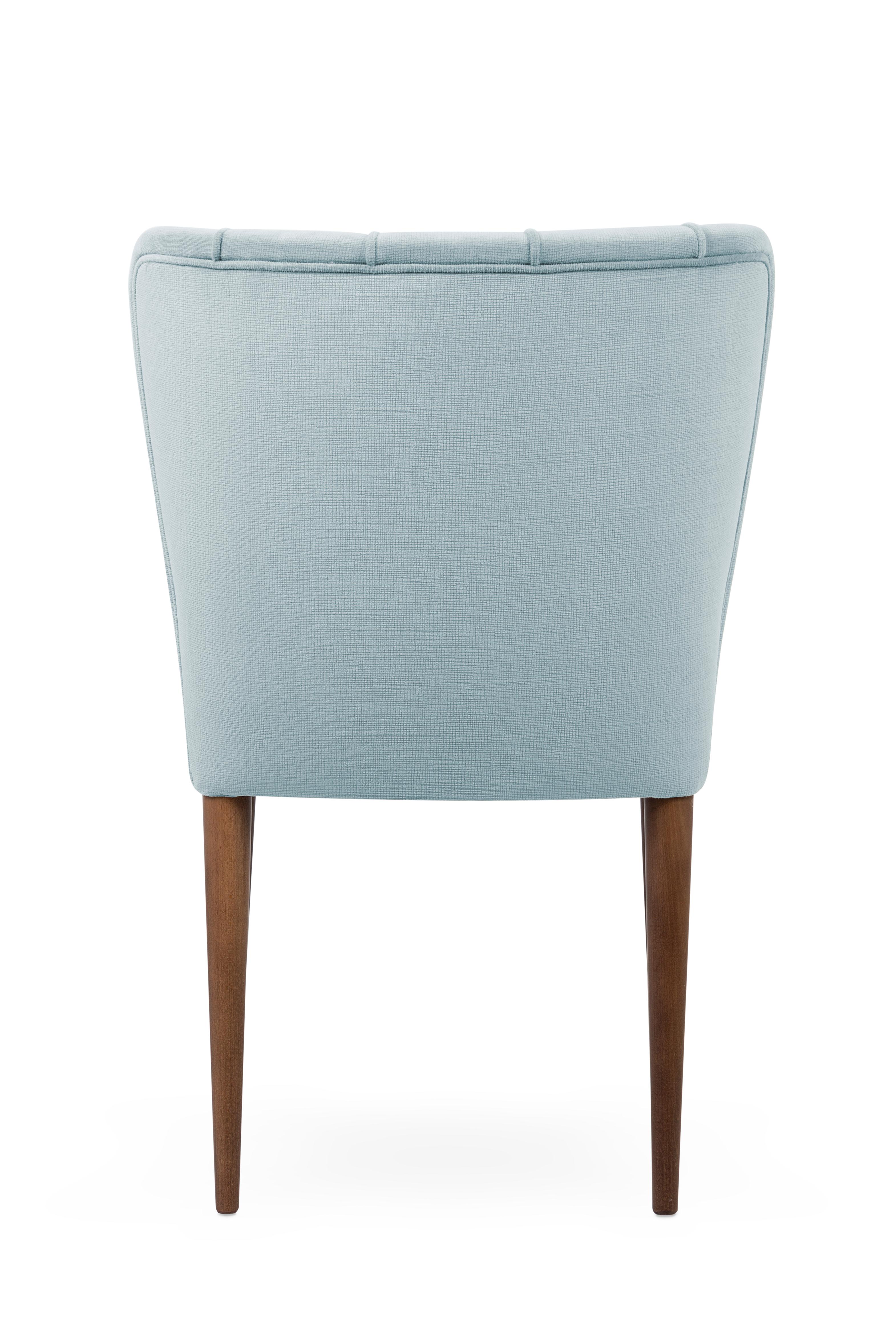 Hand-Crafted Agata Chair, Upholstered in Fabric, Solid Ash/Beech Feet with Stain Finish For Sale